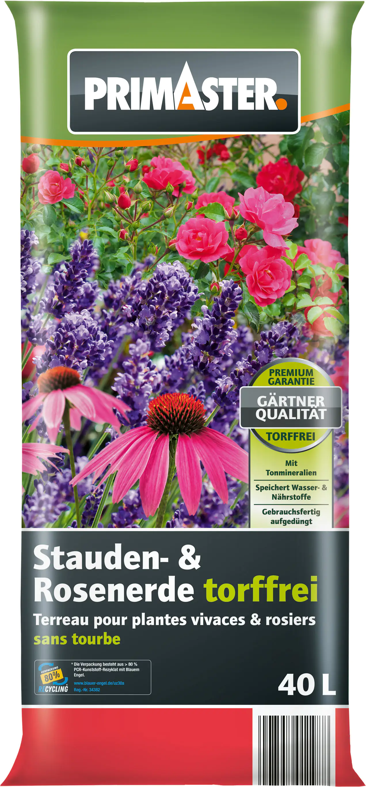 Primaster Stauden- & Rosenerde torffrei 40 L
