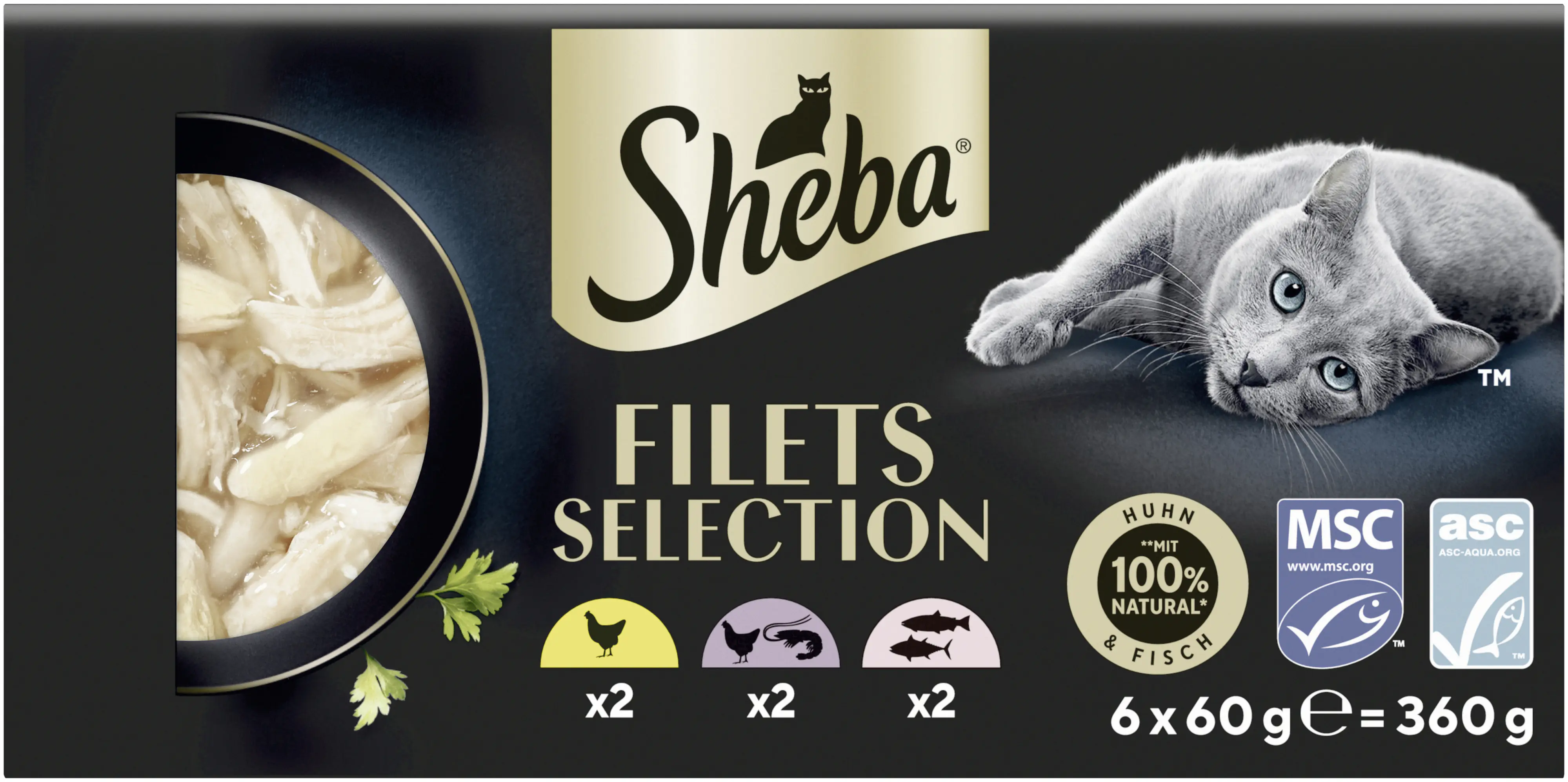 Sheba Katzennassfutter Filets Multipack Adult 6 x 60 g verschiedene Sorten