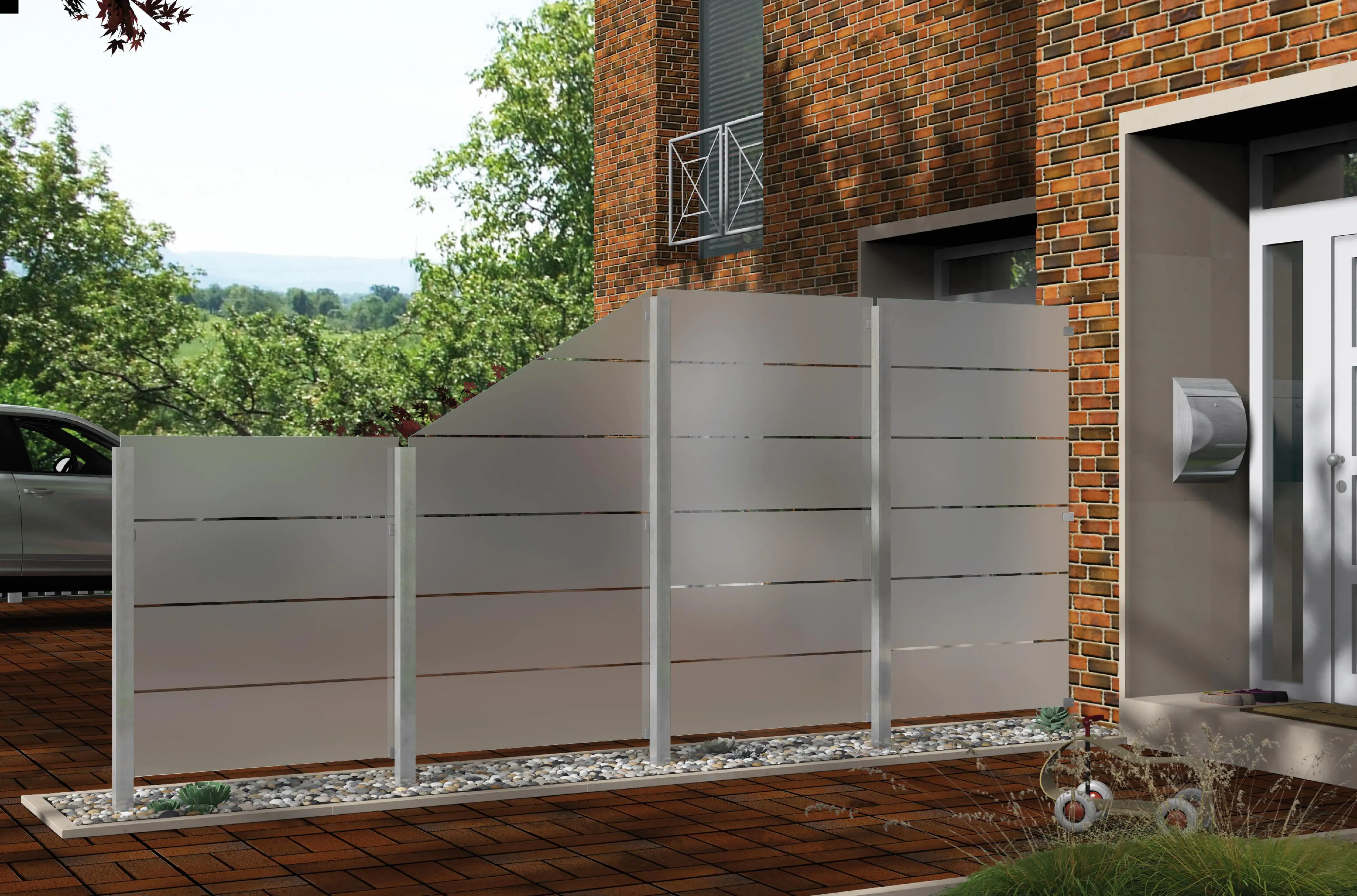 Ambiente Glaszaun Dekor 82 51,5 x 180 cm gehärtetes 8 mm Glas