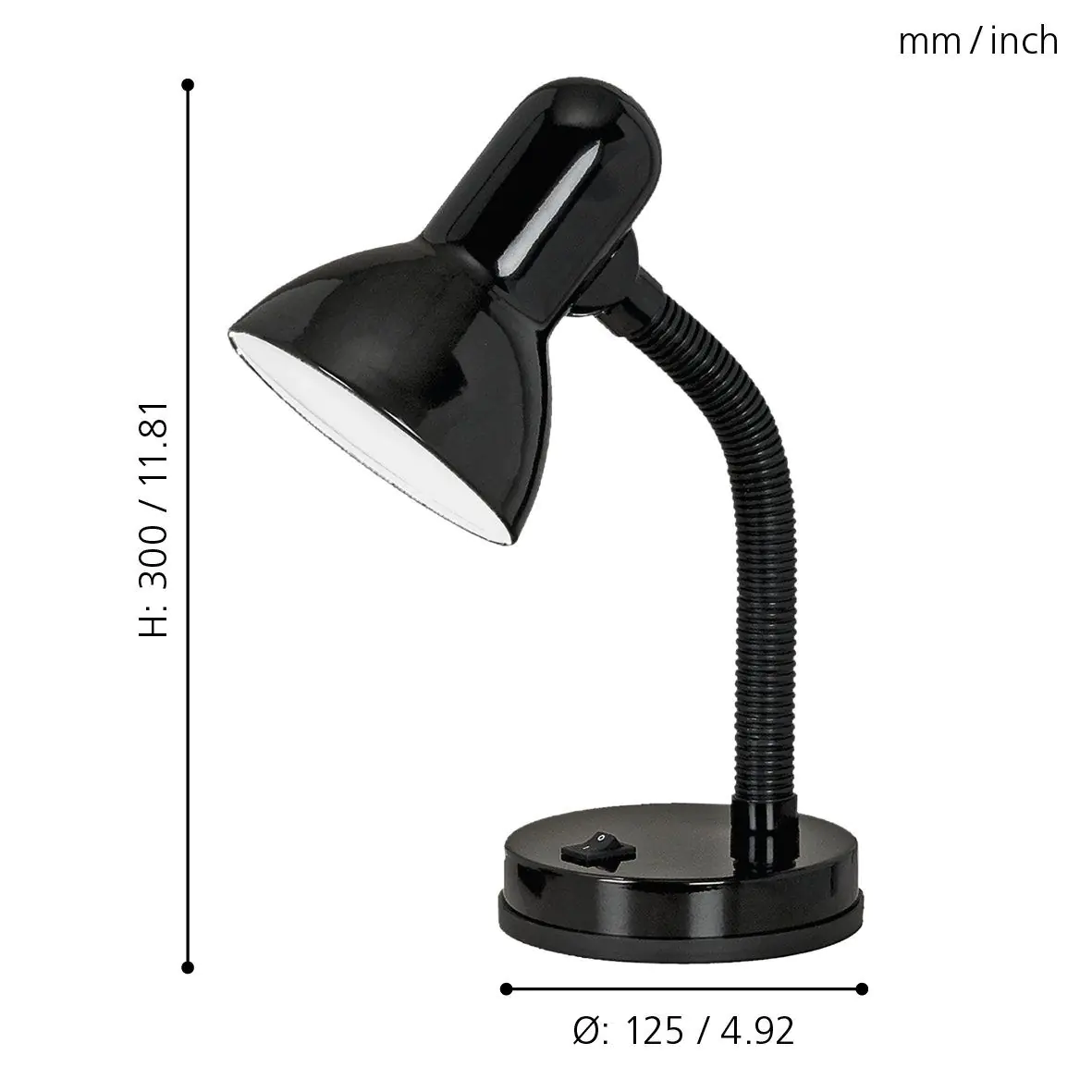 Eglo Tischlampe Basic 30 cm schwarz