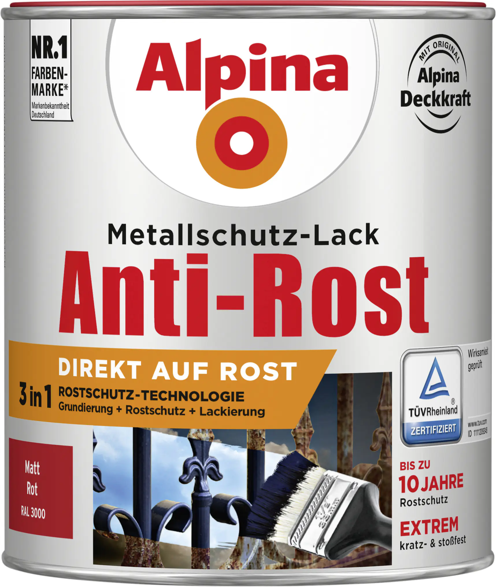 Alpina Metallschutz-Lack Anti-Rost 750 ml rot matt