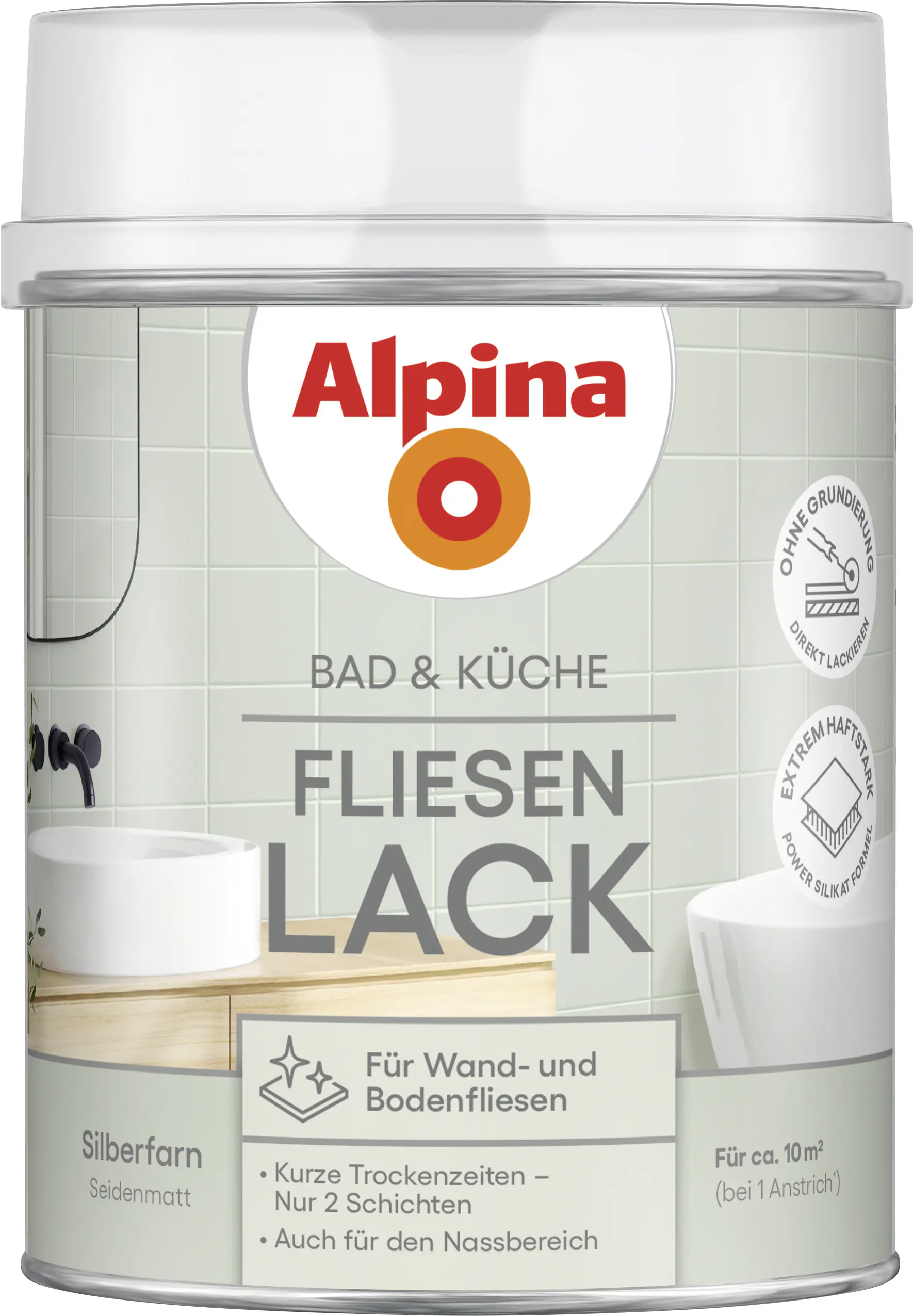 Alpina Fliesenlack Bad & Küche 2K silberfarn 750 ml