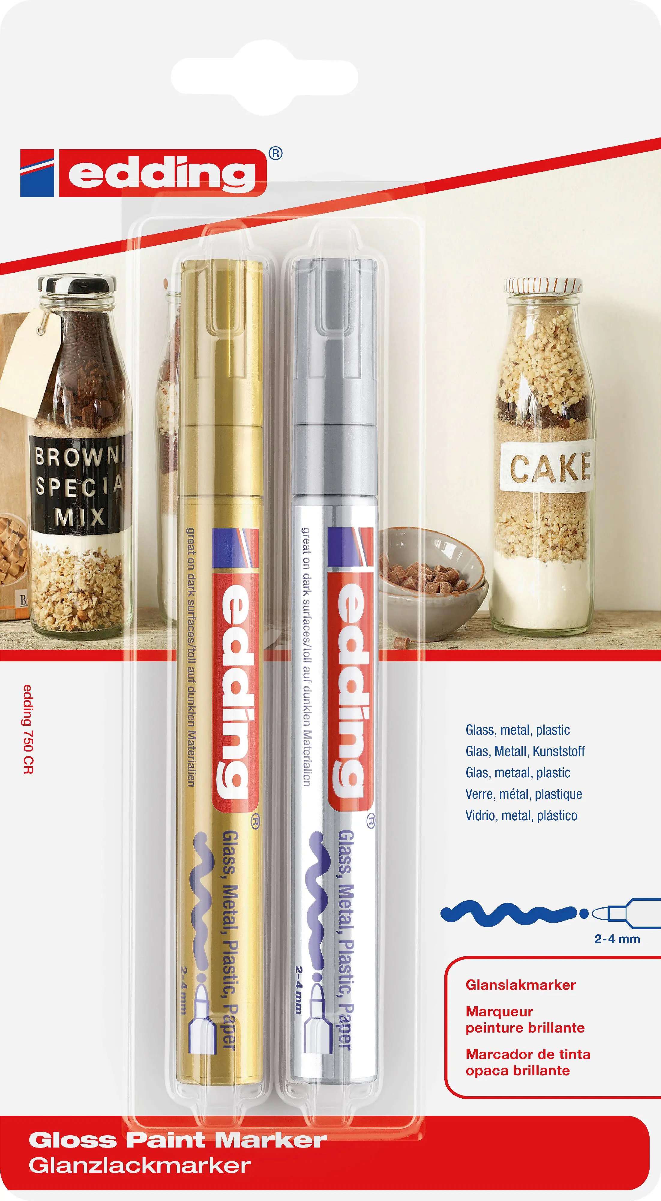 edding 750 Glanzlackmarker 2er Set gold und silber