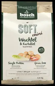 Bosch Hundetrockenfutter Adult Soft Mini 2,5 kg Wachtel & Kartoffel 