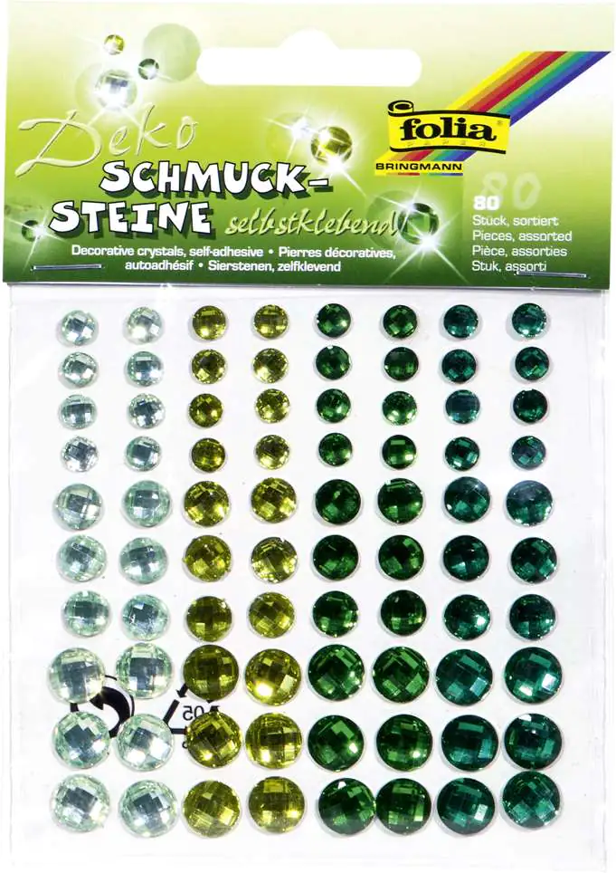 Schmucksteine sparkeling grün, 80 Stück selbstklebend