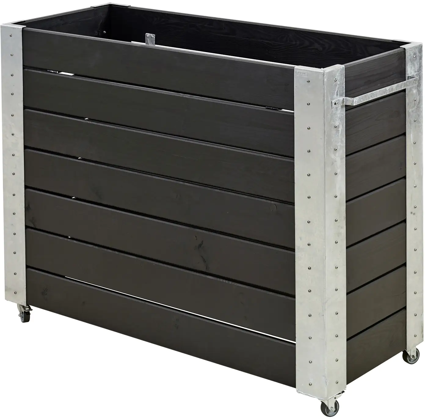 Plus Blumenkasten Cubic 120x50x95 cm m/Räder Druckimprägniert  RAL 9005 Schwarz