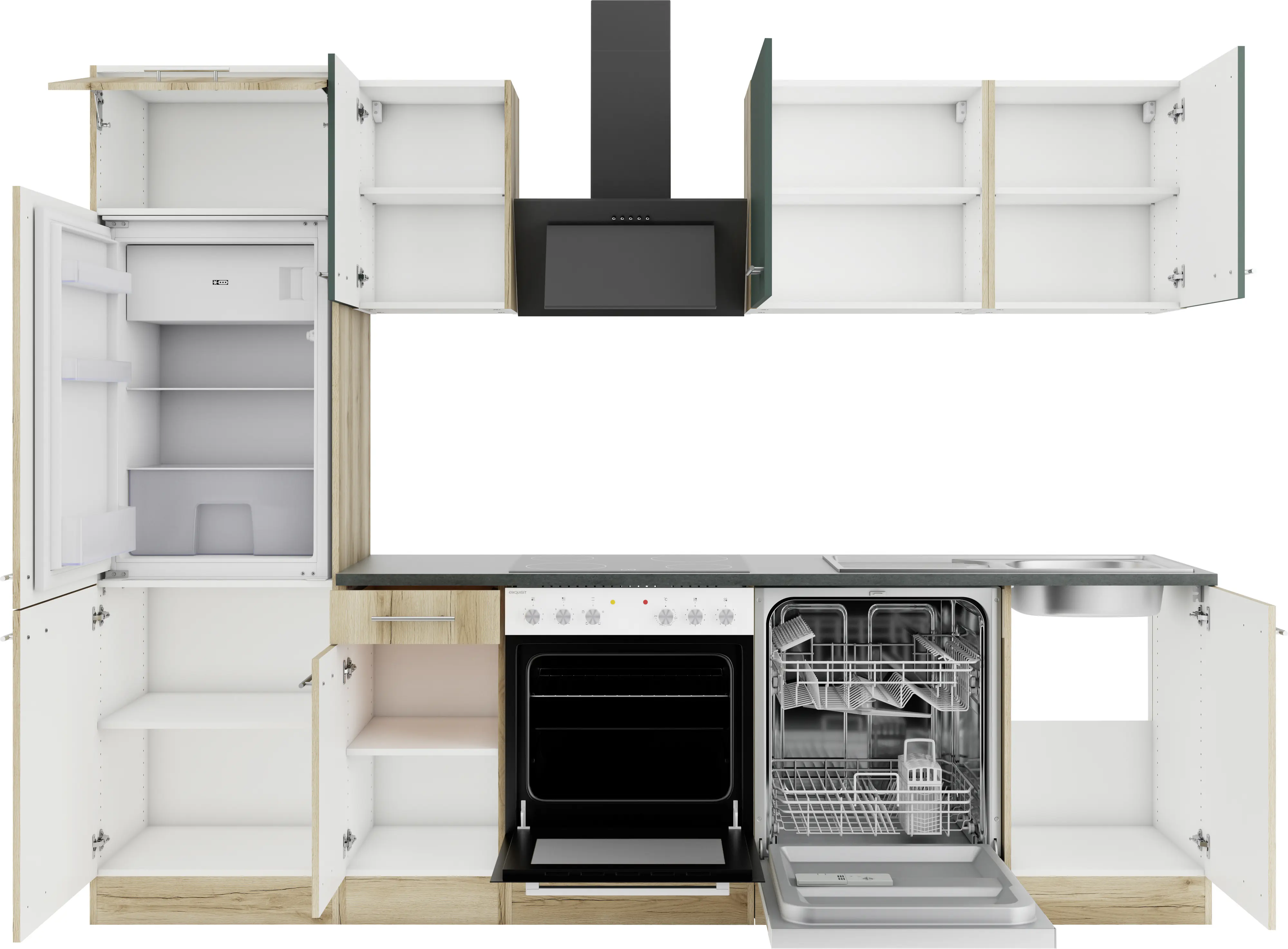 Optifit Savona 405/Livorno 290 ohne Geräte steingrün/wildeiche 270 cm