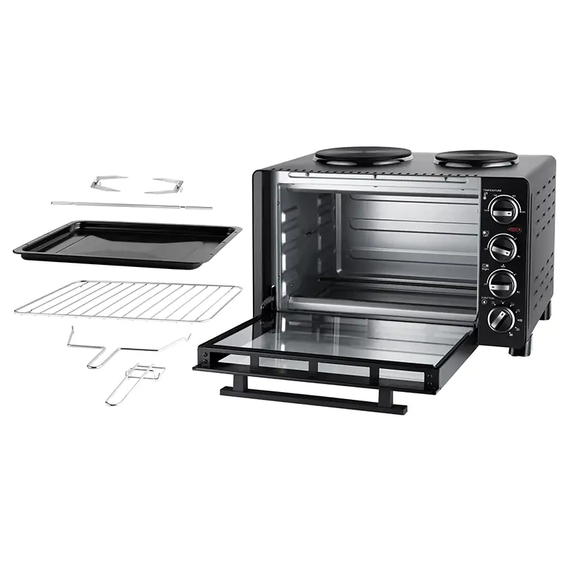 Unold Kleinküche Minibackofen All In One 30 L Backraum, 2 Kochplatten
