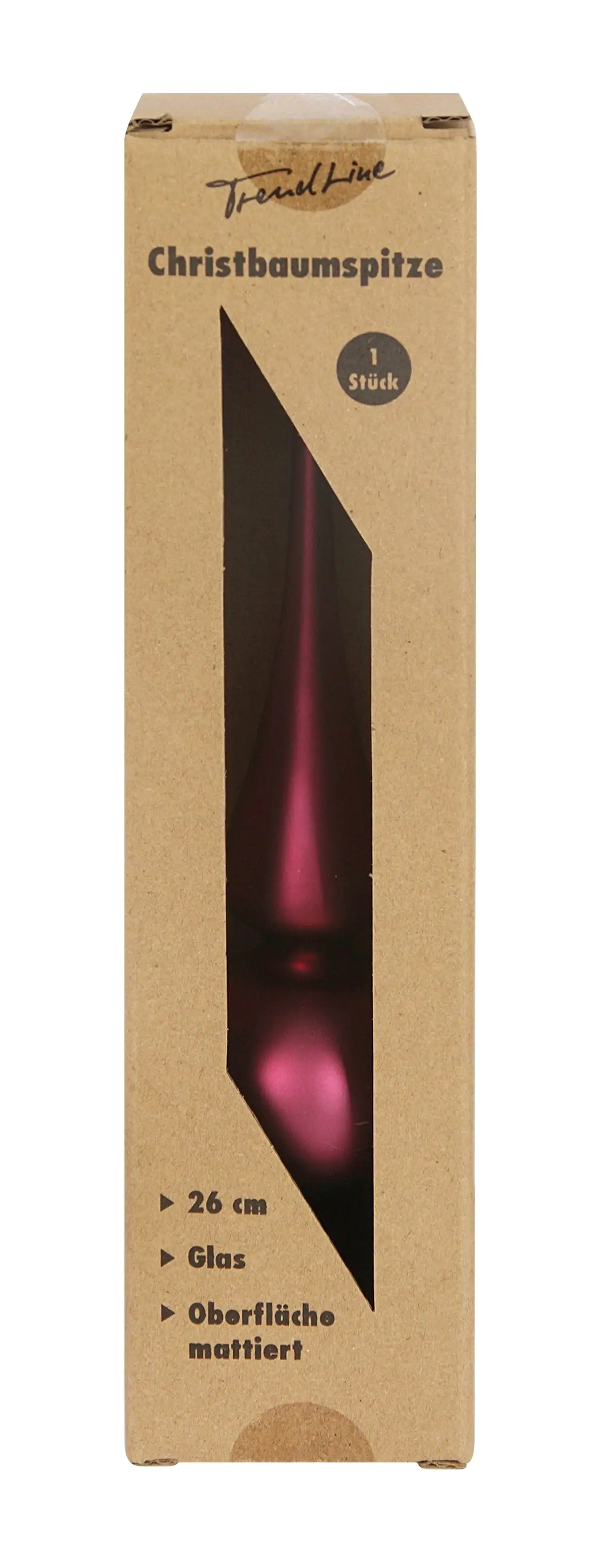 TrendLine Christbaumspitze aus Glas 26 cm magnolienrosa matt