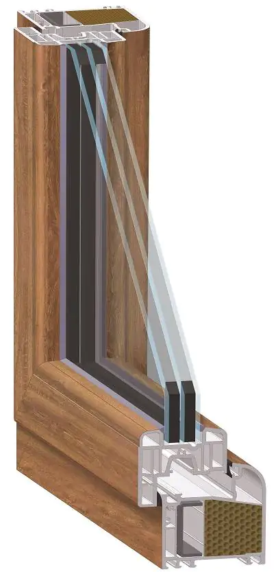 Meeth Fenster 60 x 160 cm DIN rechts 1 flügelig Dreh-Kipp golden Oak