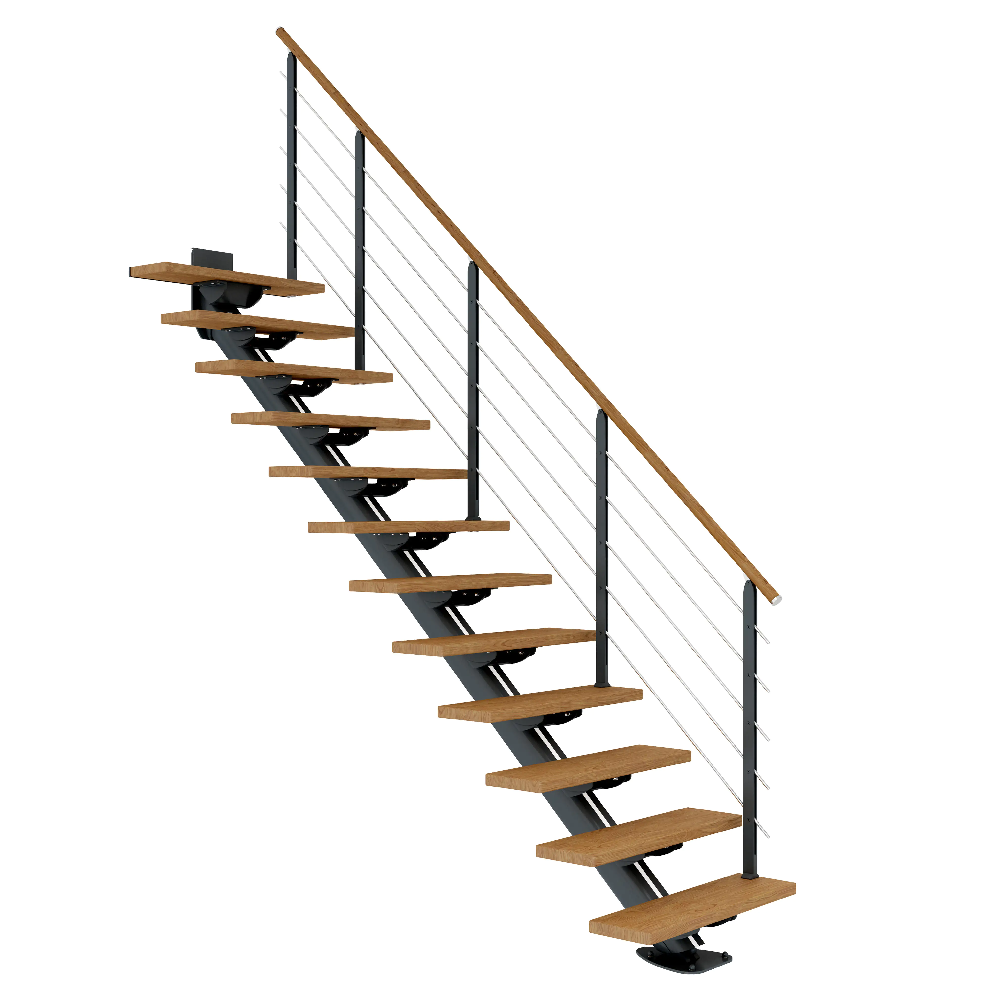 Dolle Mittelholmtreppe Sydney Eiche 75 cm 11 Stufen gerade mit Geländer anthrazit
