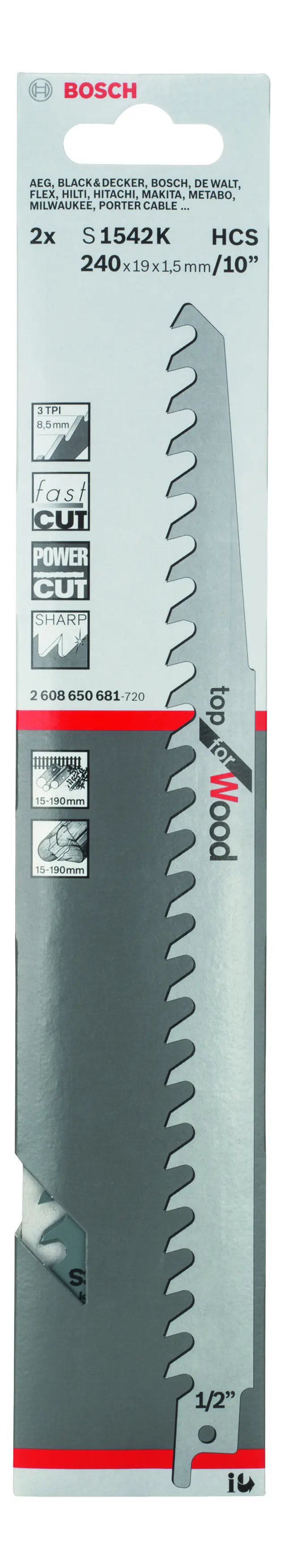 Bosch Säbelsägeblatt S 1542 K Top for Wood 2 Stück