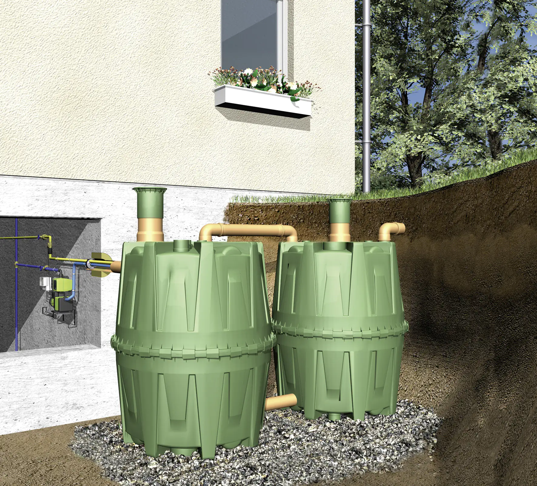 4rain Regenwasser Tank-Set Herkules 4.800 l, grün