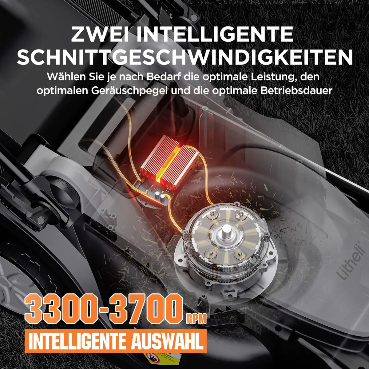 Litheli Akku-Rasenmäher U20 20V, 33cm Schnittbreite, inkl. Akku 4.0Ah und USB-C Ladekabel
