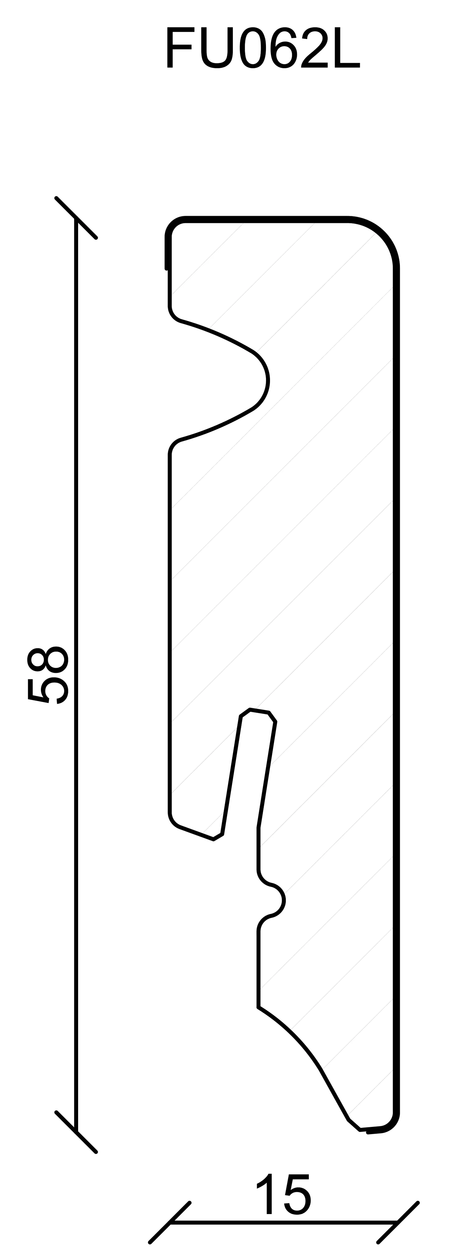 Neuhofer Fußleiste 240 cm x 58 x 15 mm dunkelgrau