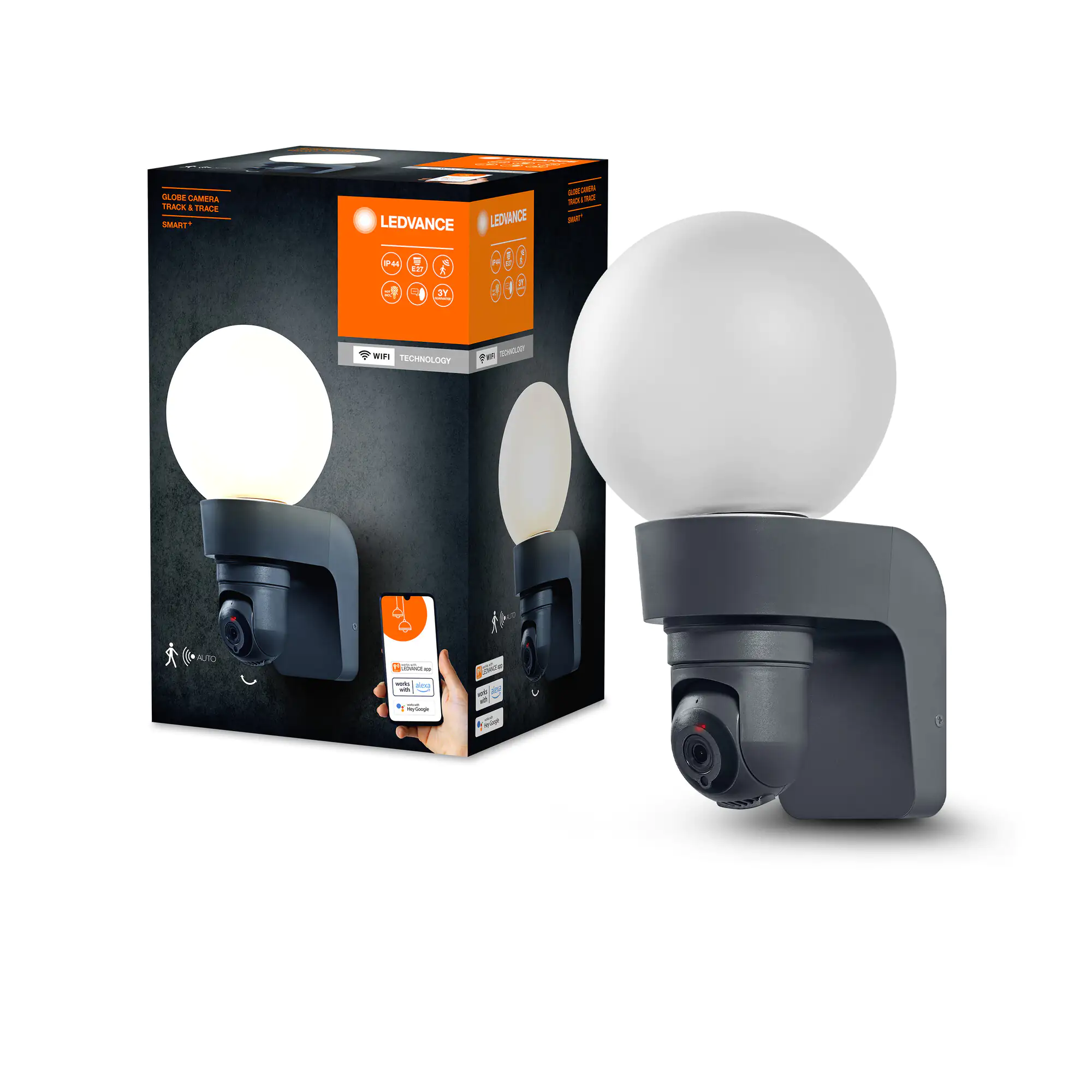 Ledvance Kameraleuchte Smart+ WiFi Globe E27, max 15 W, Wifi,  schwarz
