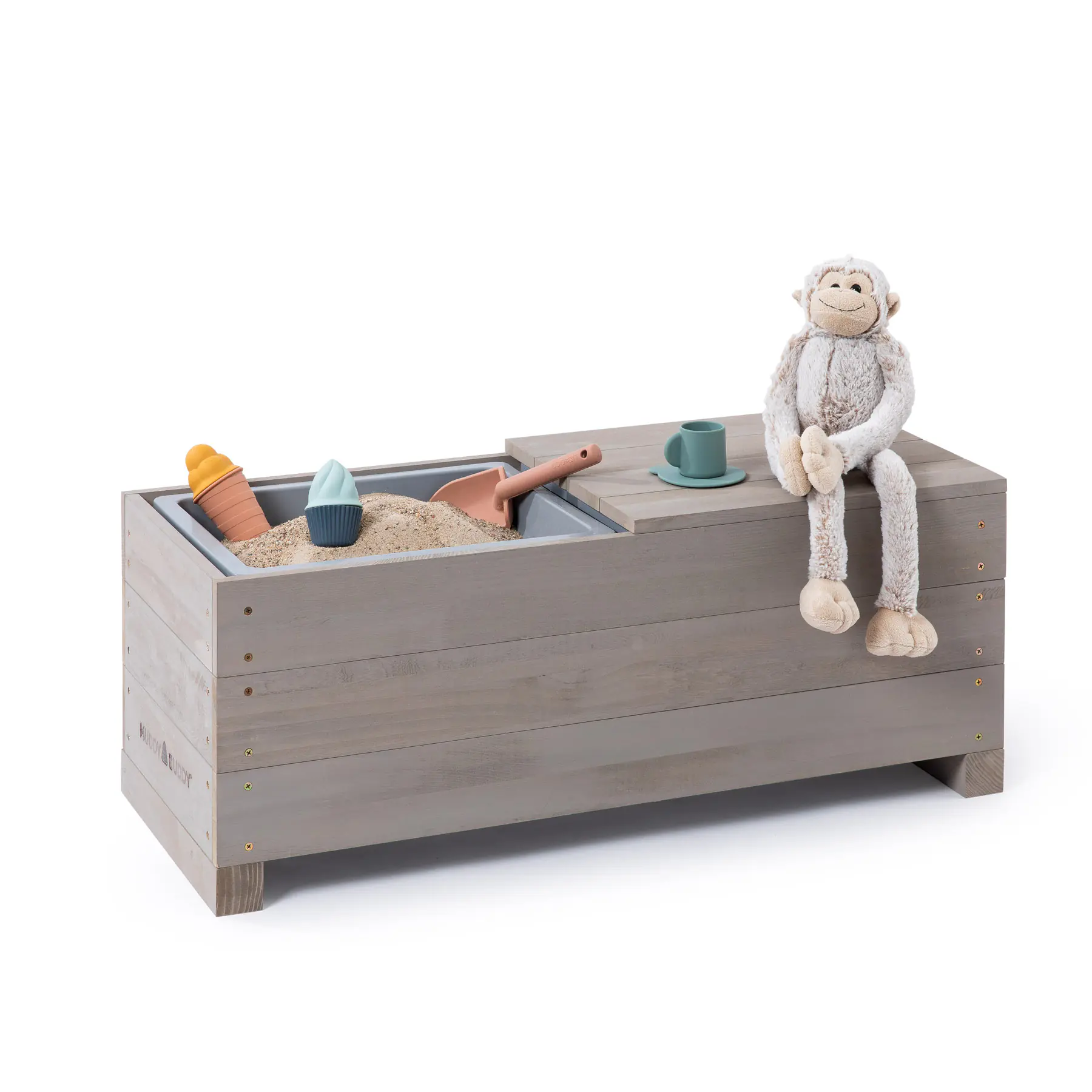 Muddy Buddy Outdoor Kindersitzbank Discoverer warmgrau 83 x 35 x 32 cm