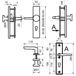 Alpertec Schutzbeschlag Tira Drücker/Knopf Aluminium silber 72 mm