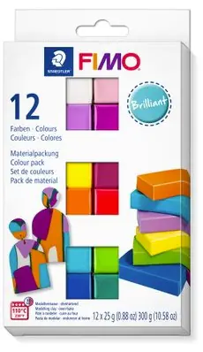 Fimo Modelliermasse Soft Colour Pack 12 x 25 g 12 Farben Brillant