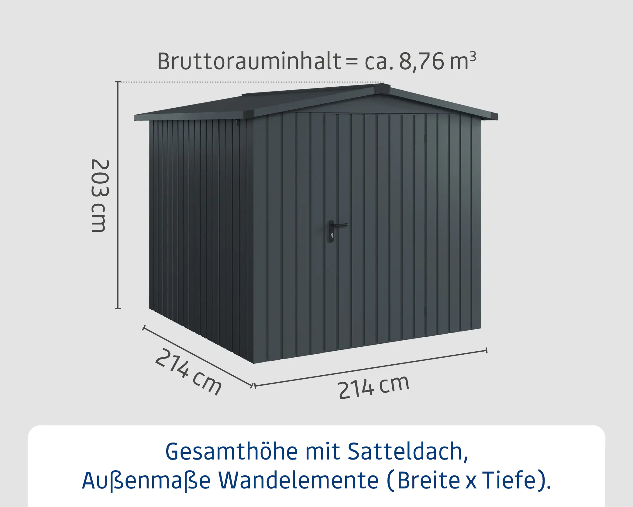 EcoStar Metallgerätehaus Euroline ESD5 anthrazit 214 x 214 cm 1-flg.