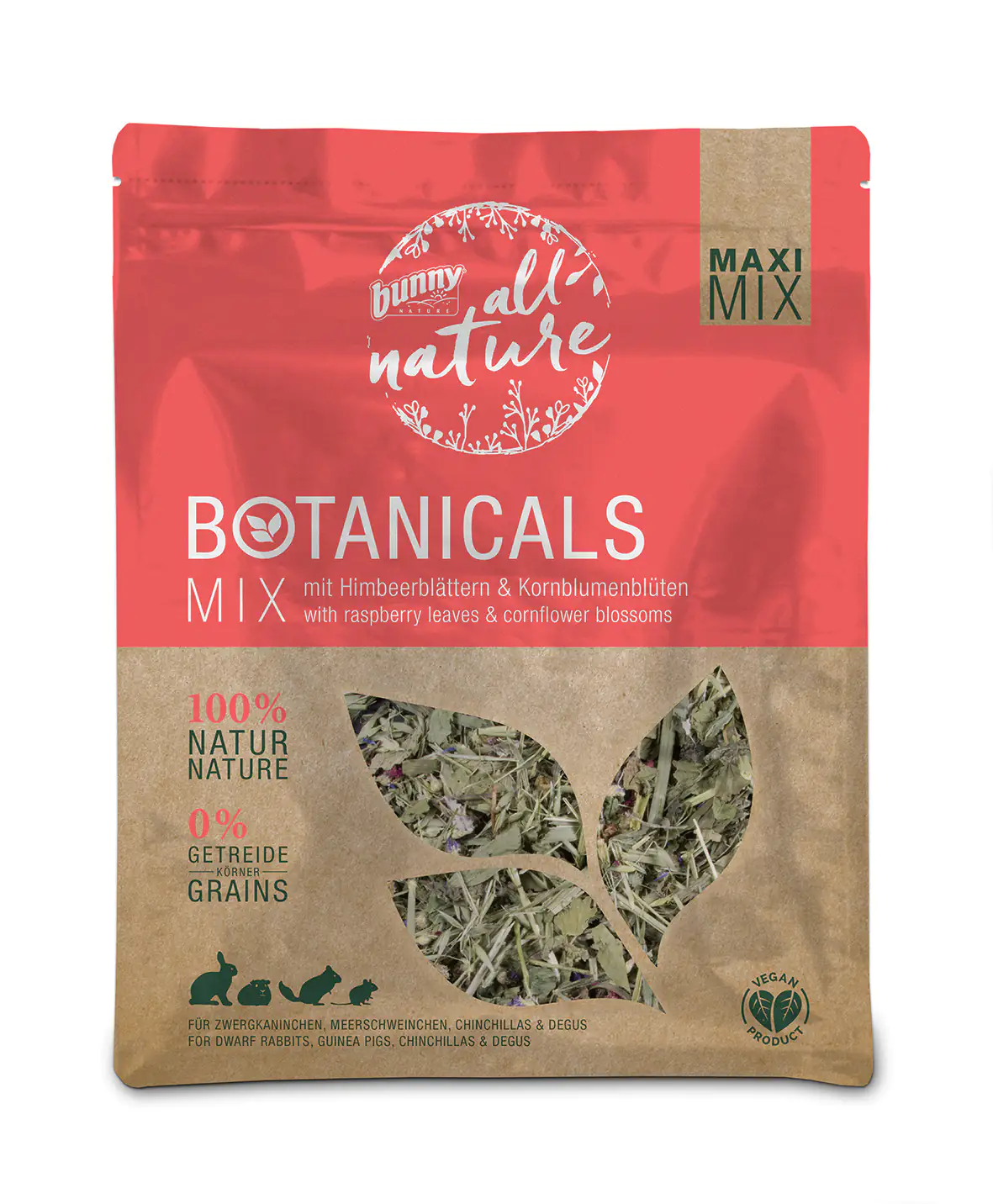 Bunny Nature Botanicals Mid Mix Himbeerblättern & Kornblumenblüten 400 g