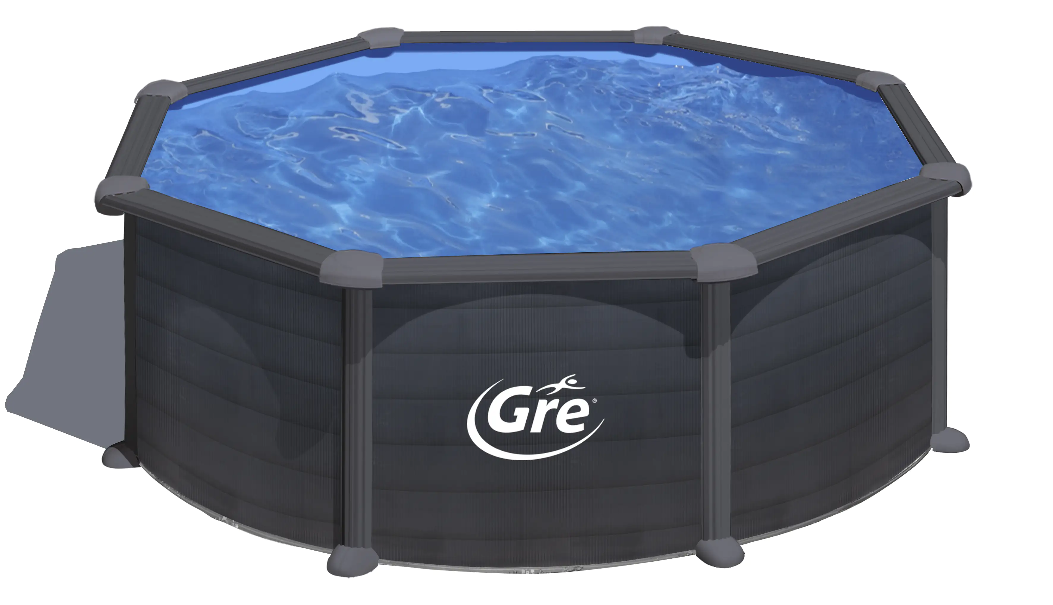 Gre Stahlwandpool Granada rund Ø 350 x 132 cm, graphit