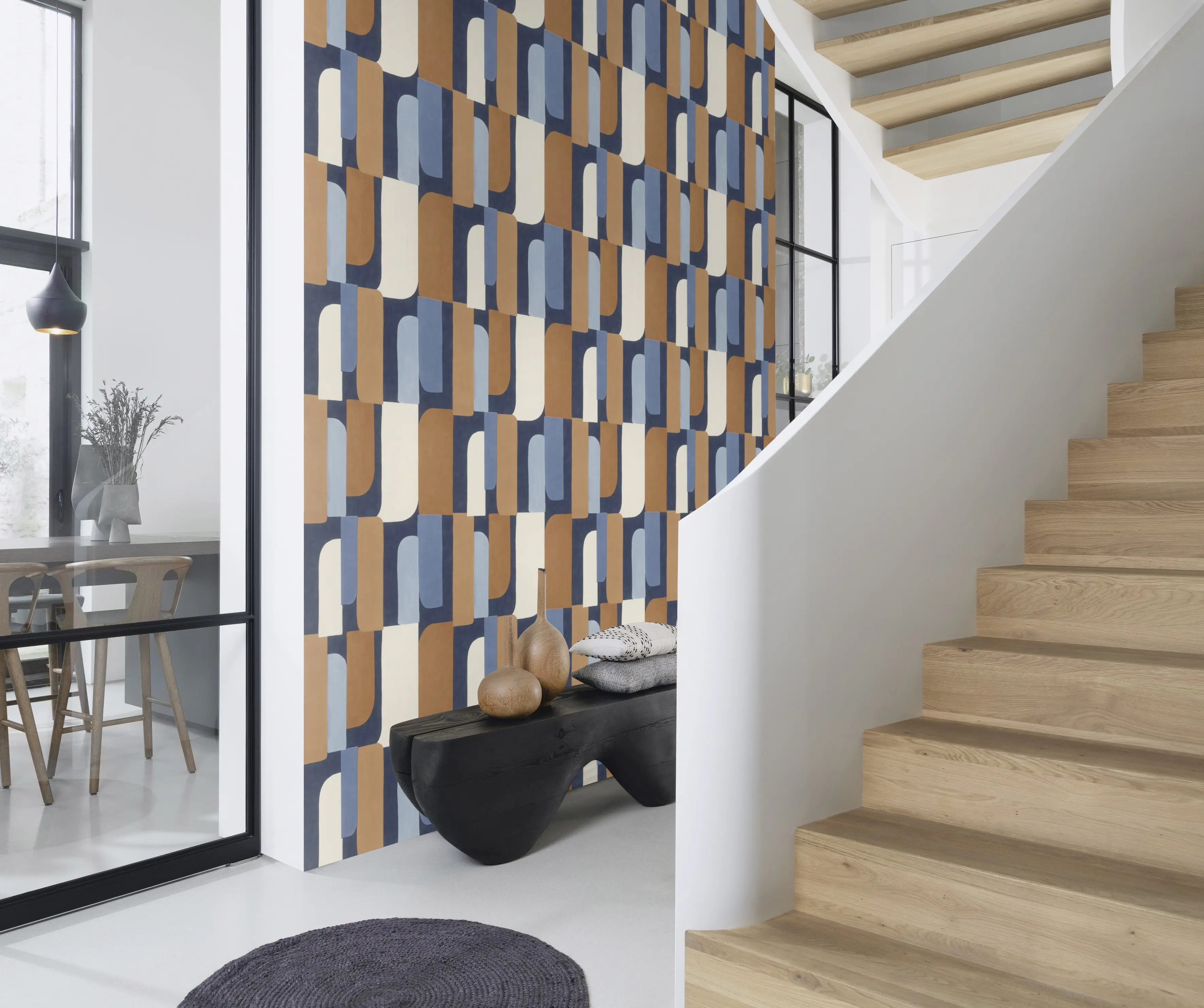 Rasch Vliestapete Paraiso Muster Grafik blau beige 10,05 x 0,53 m