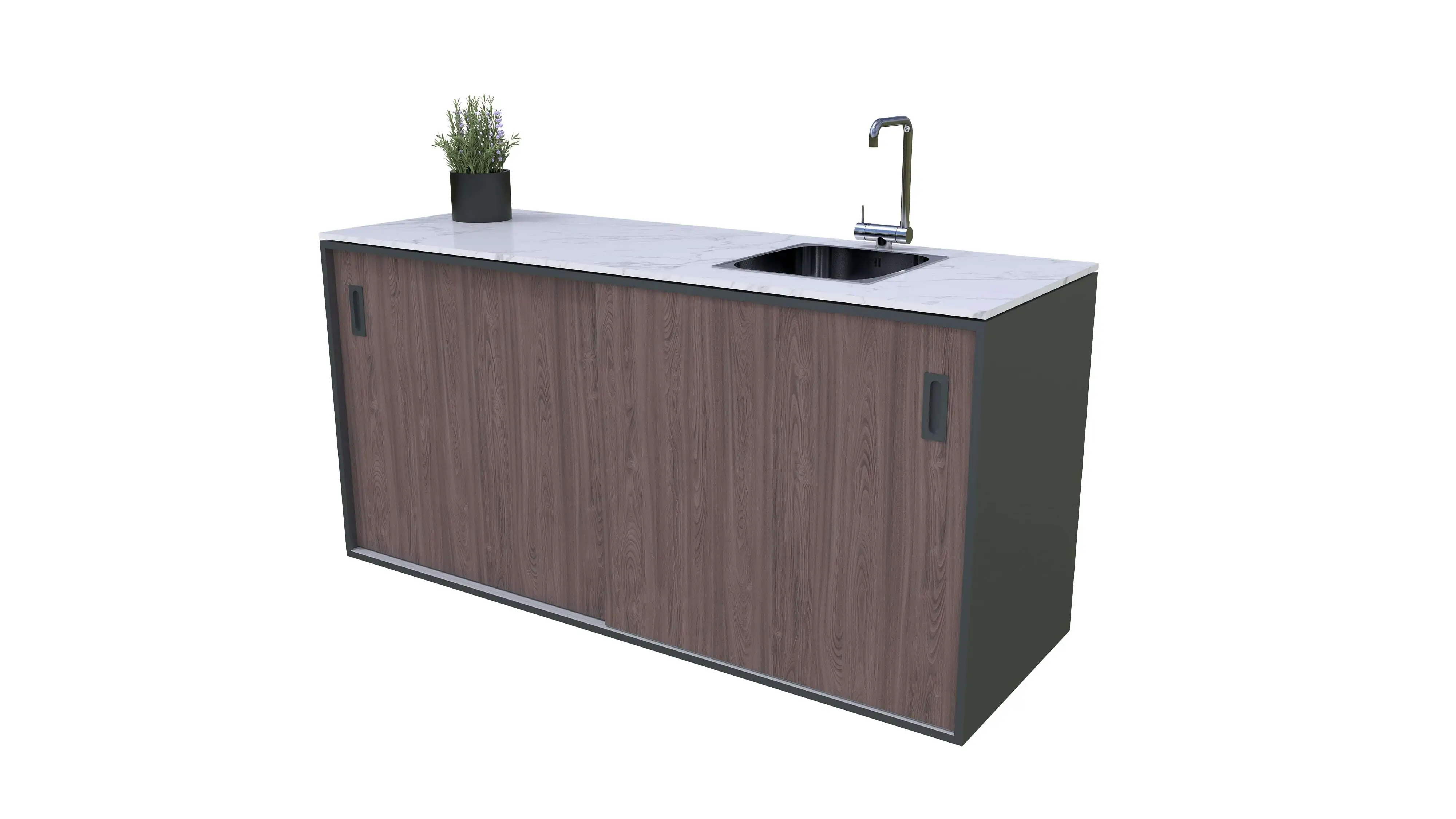 Bellano Living Element für Outdoorküchen inkl. Spüle rechts und 2 Türen walnuss