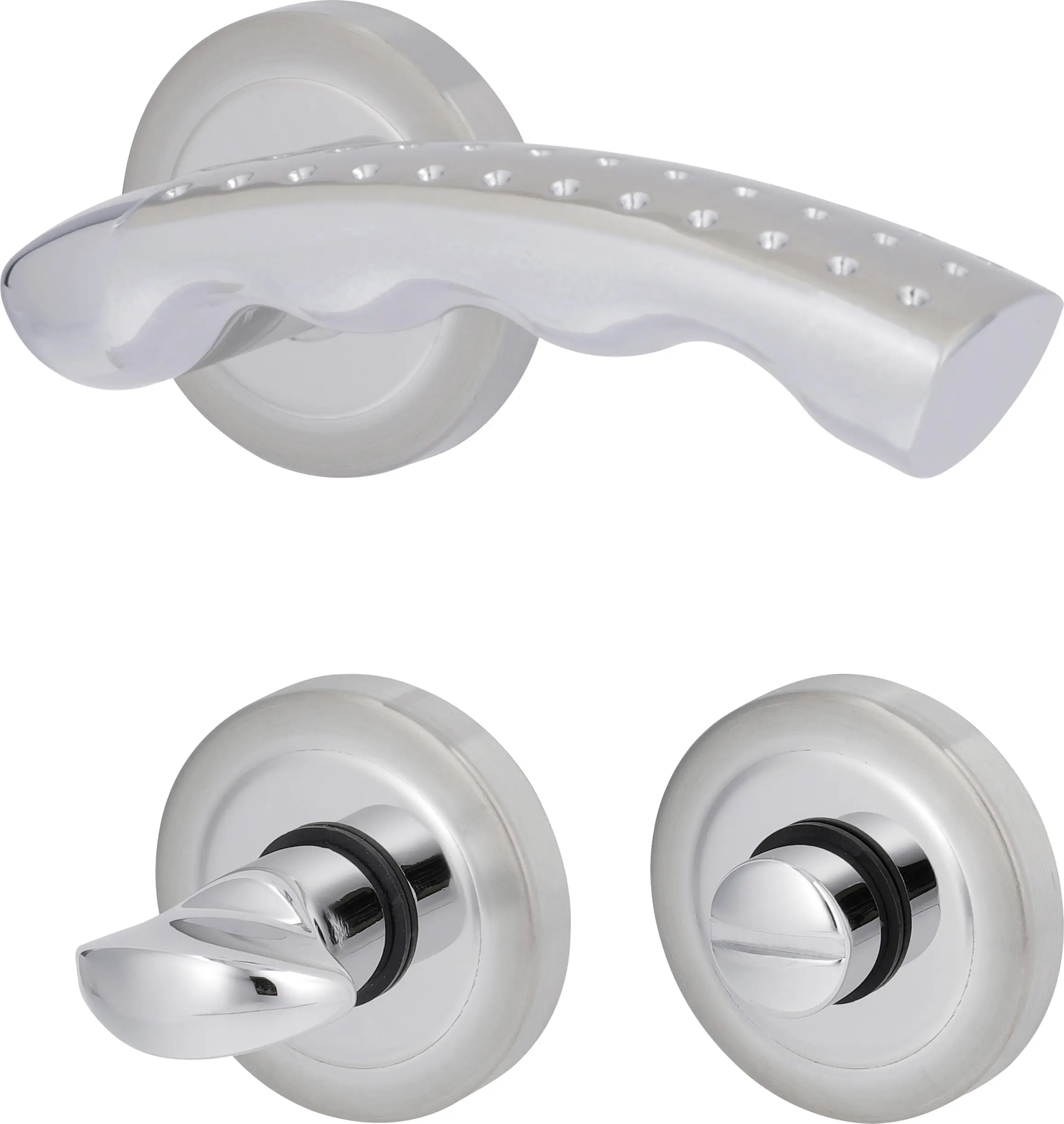Südmetall WC-Türgriff-Garnitur Rosette Gloria Messing satiniert chrom Ø 55 mm 