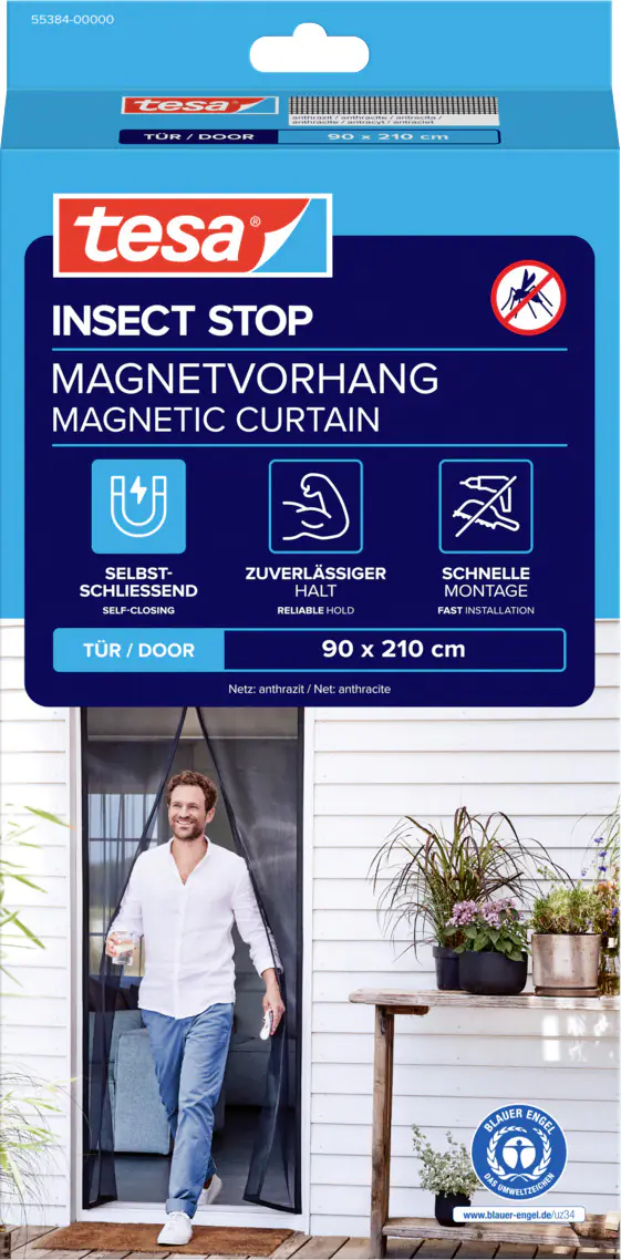 tesa Fliegengitter Magnetvorhang 90 x 210 cm anthrazit