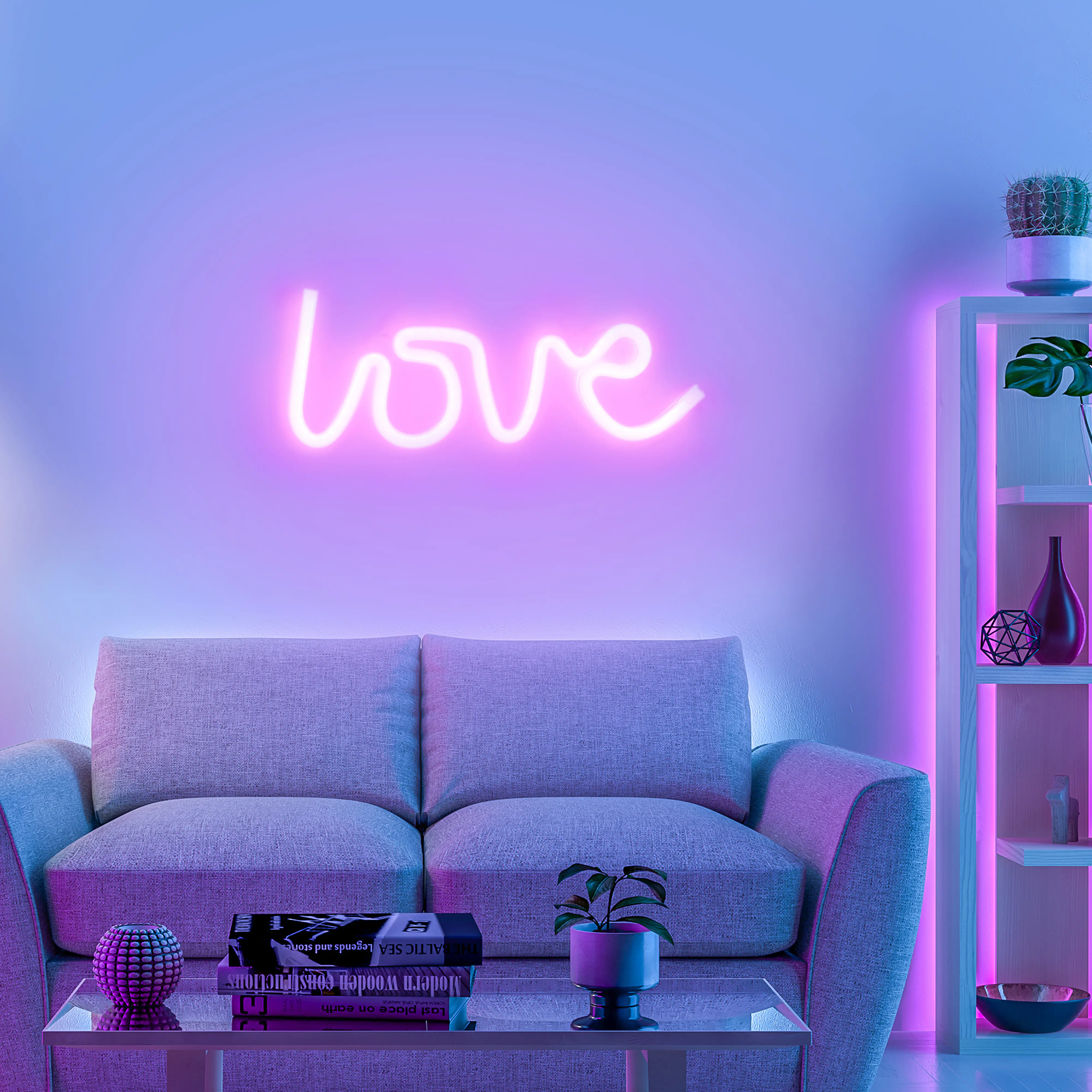 Just light LED Dekoleuchte Love 12,5 x 2 x 34,5 cm