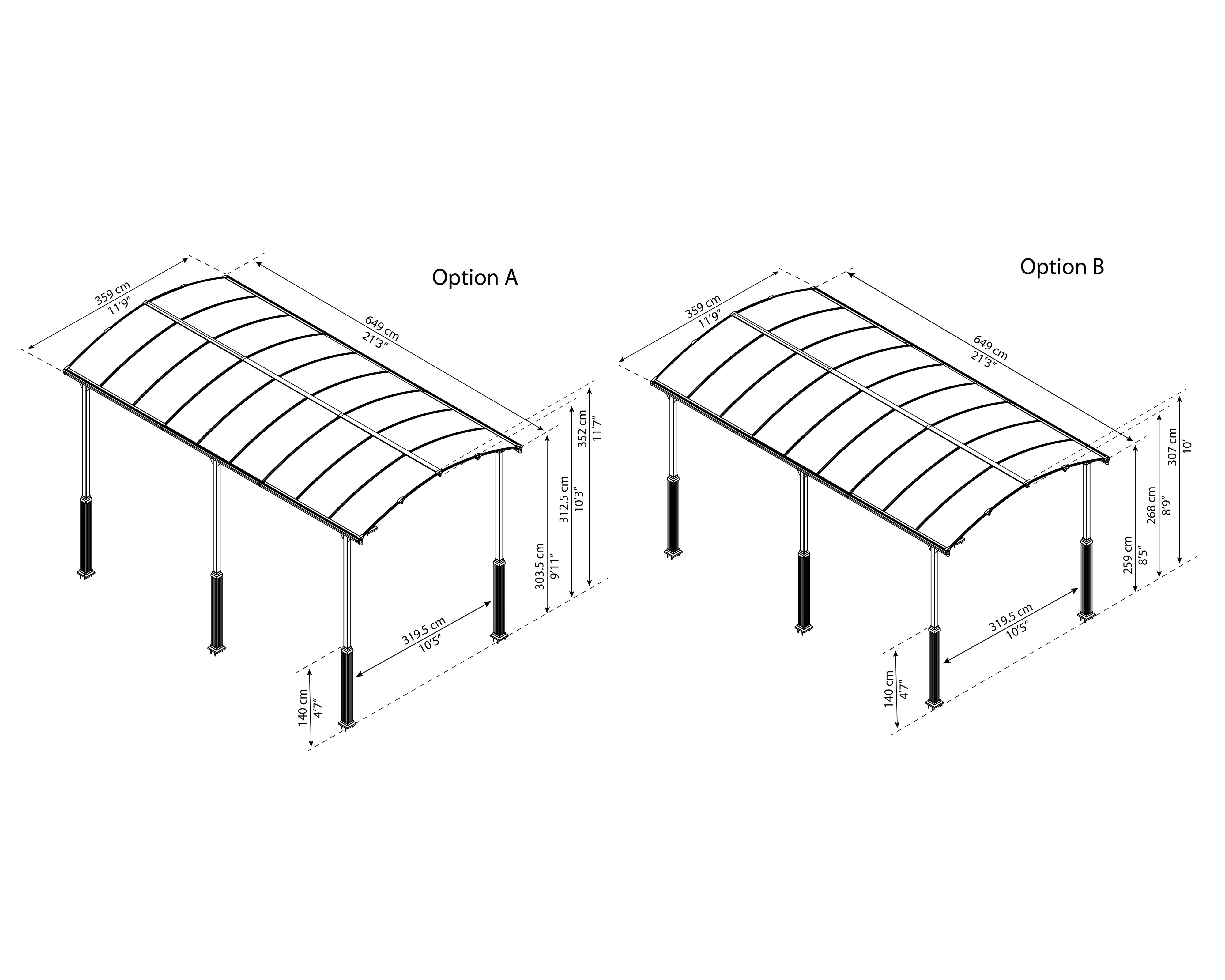 Canopia Carport Arcadia Alpine 6400 649 x 359 x 307 cm