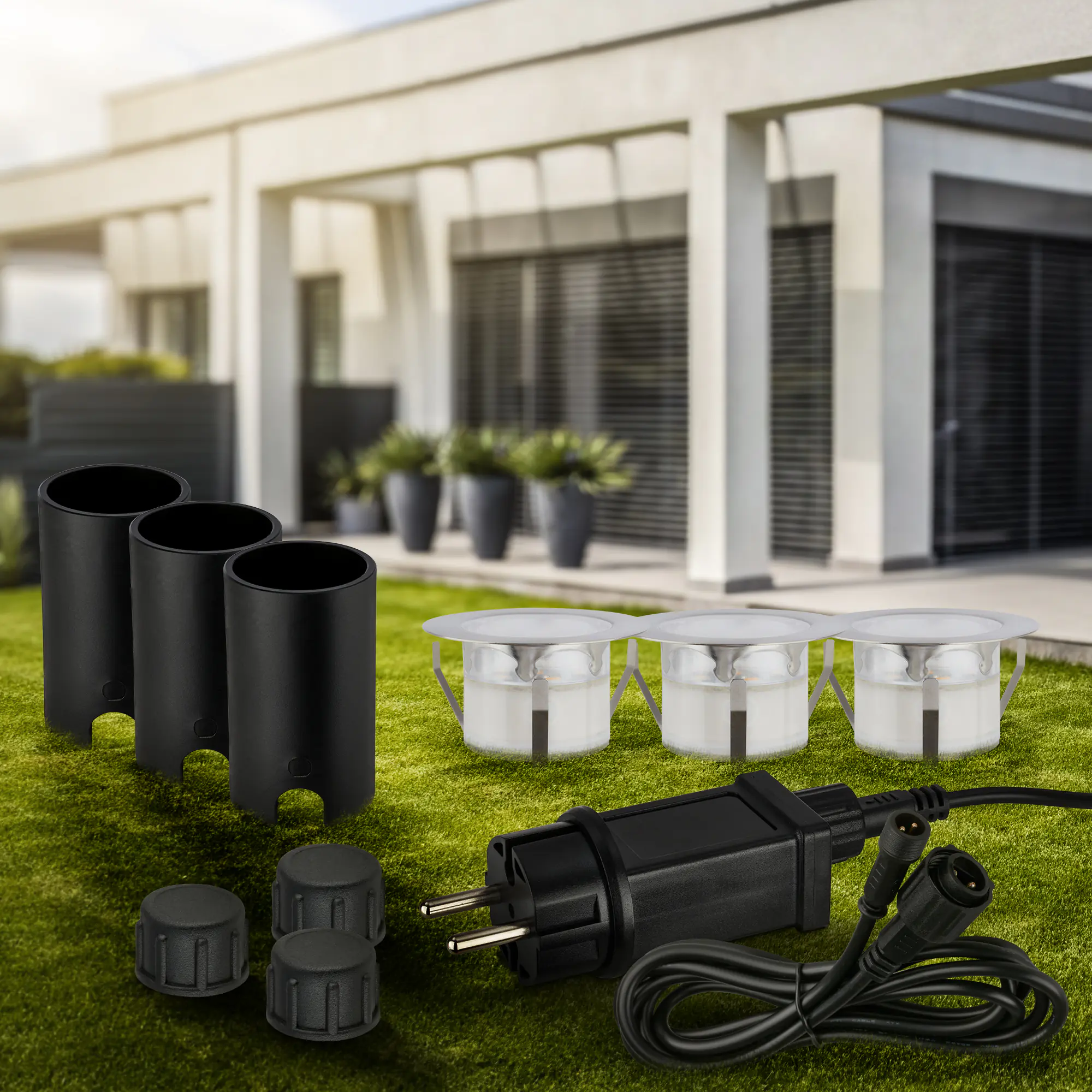 Briloner LED Außen-Bodenstrahler Connect to Shine 3er Starterset 10W warmweiß
