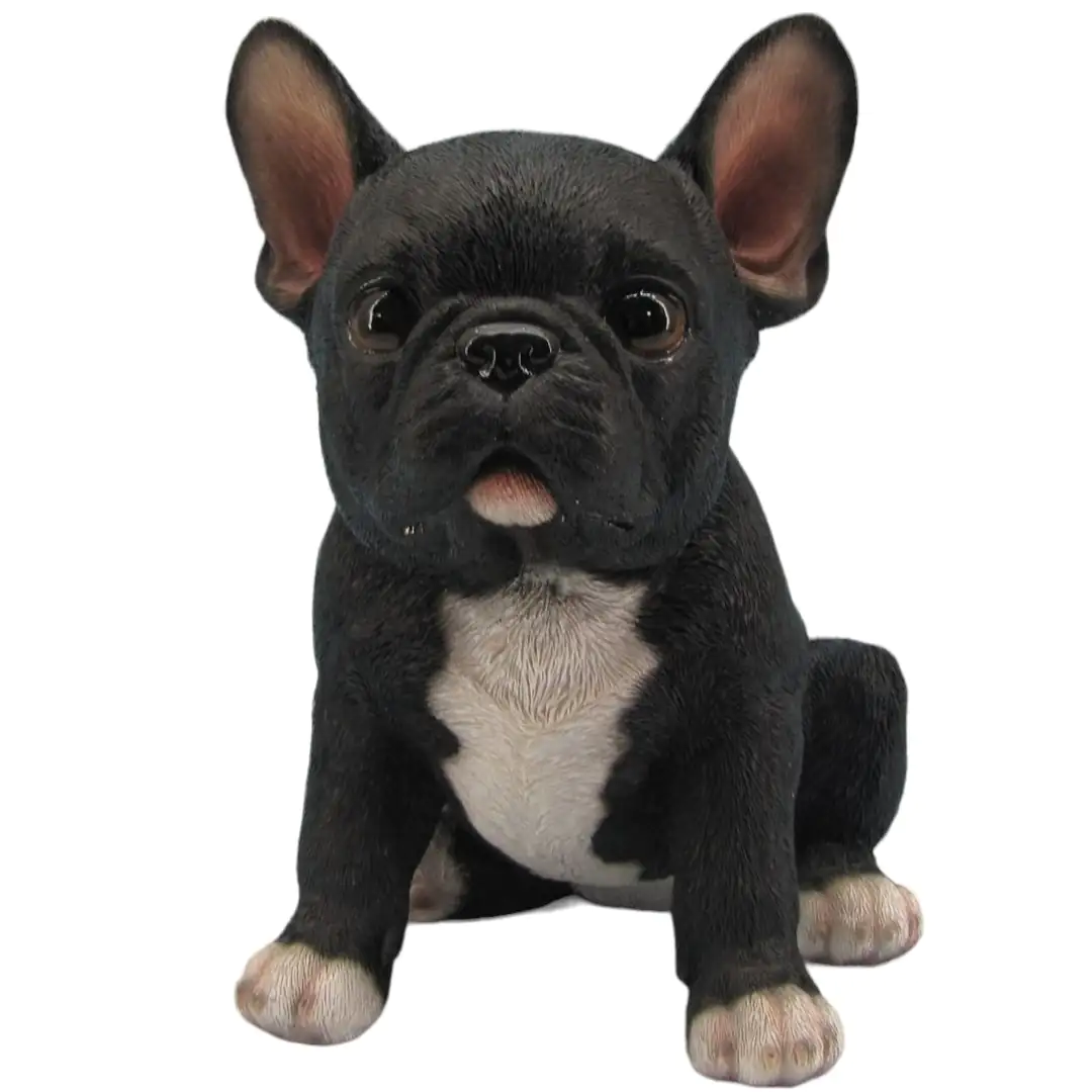 Dekofigur Französische Bulldogge sitzend 18 x 10 x 22 cm schwarz weiß