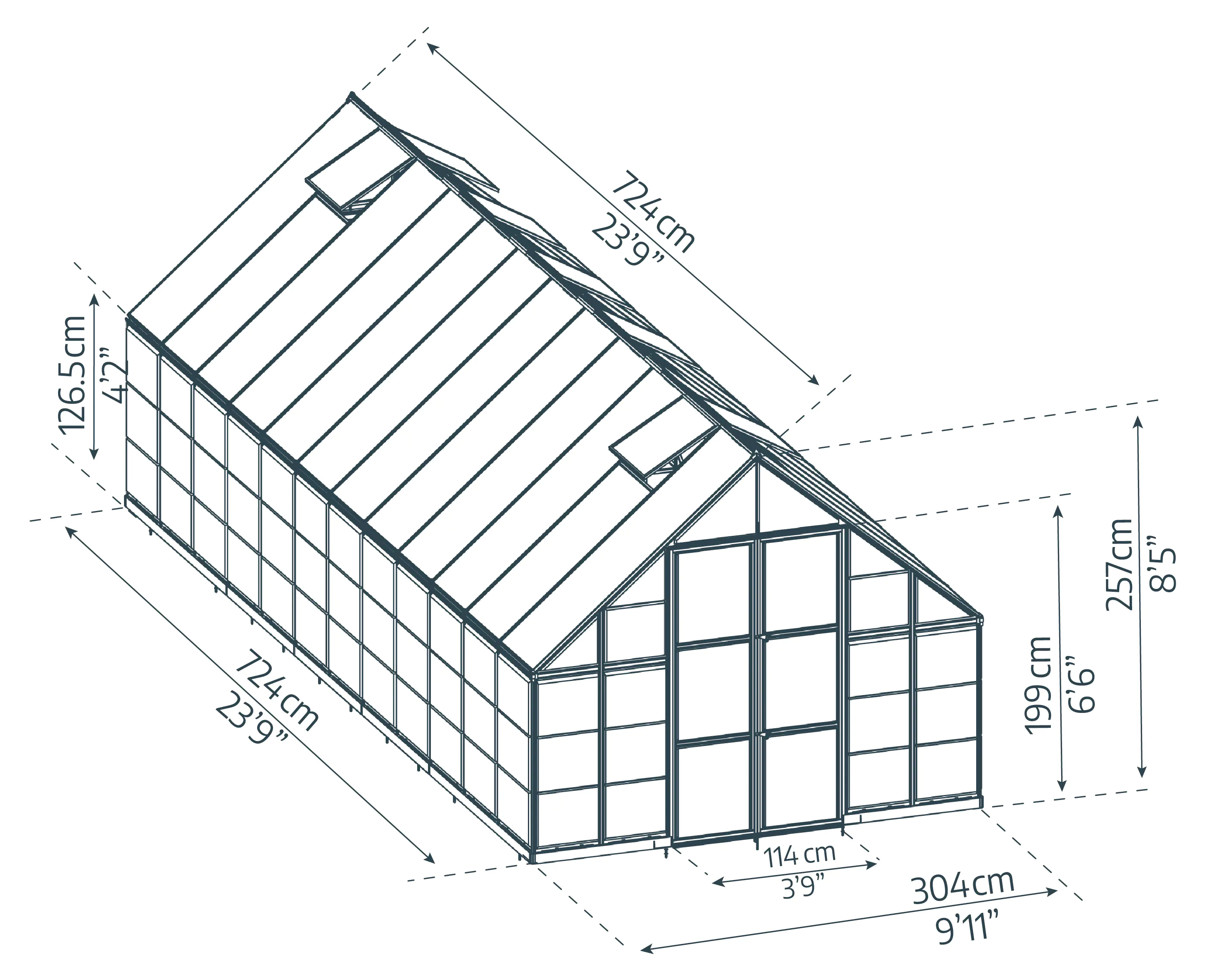 Canopia Gewächshaus Balance Alu silber 724 x 304 cm