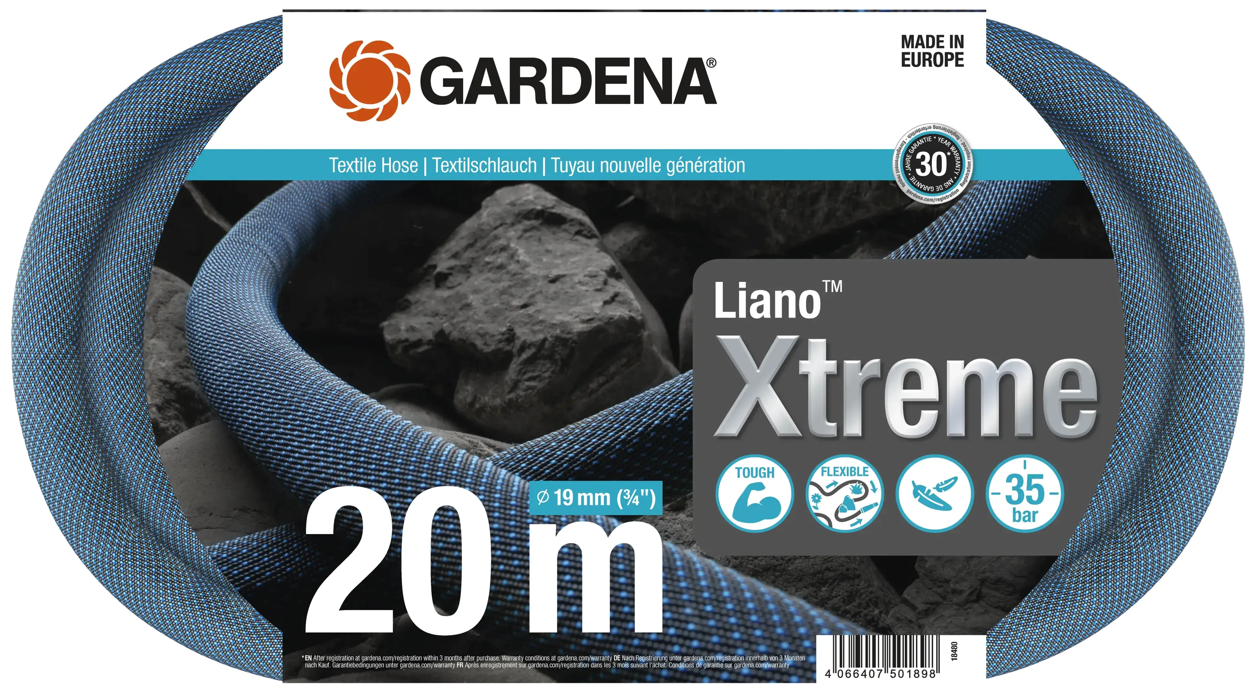 Gardena Textilschlauch Liano Xtreme, 19 mm (3/4") 20 m