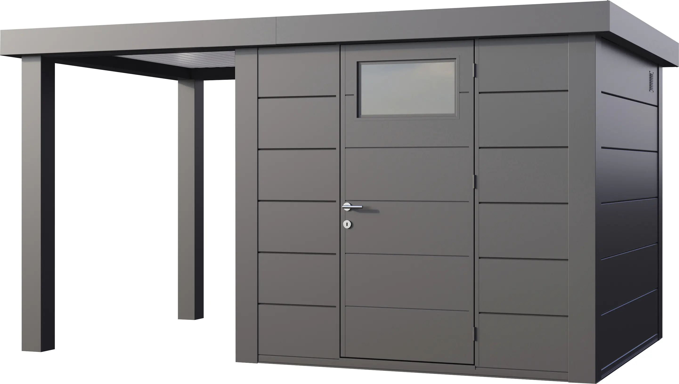 Telluria Gerätehaus Classico Open Lounge S 2424 links granitgrau 406 x 238 cm