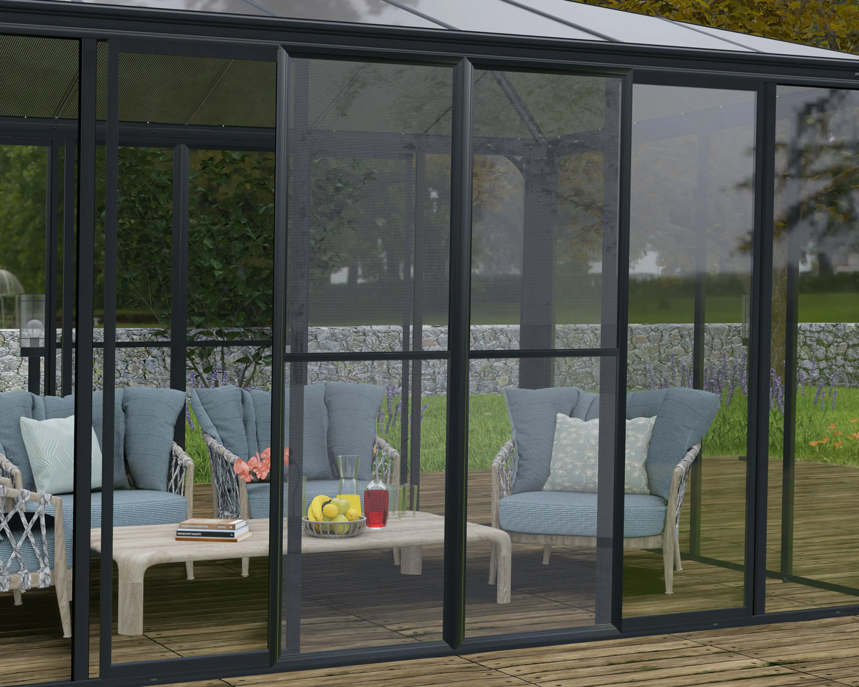 Canopia Pavillon Fliegengittertür Ledro 137 x 205 cm Alu grau