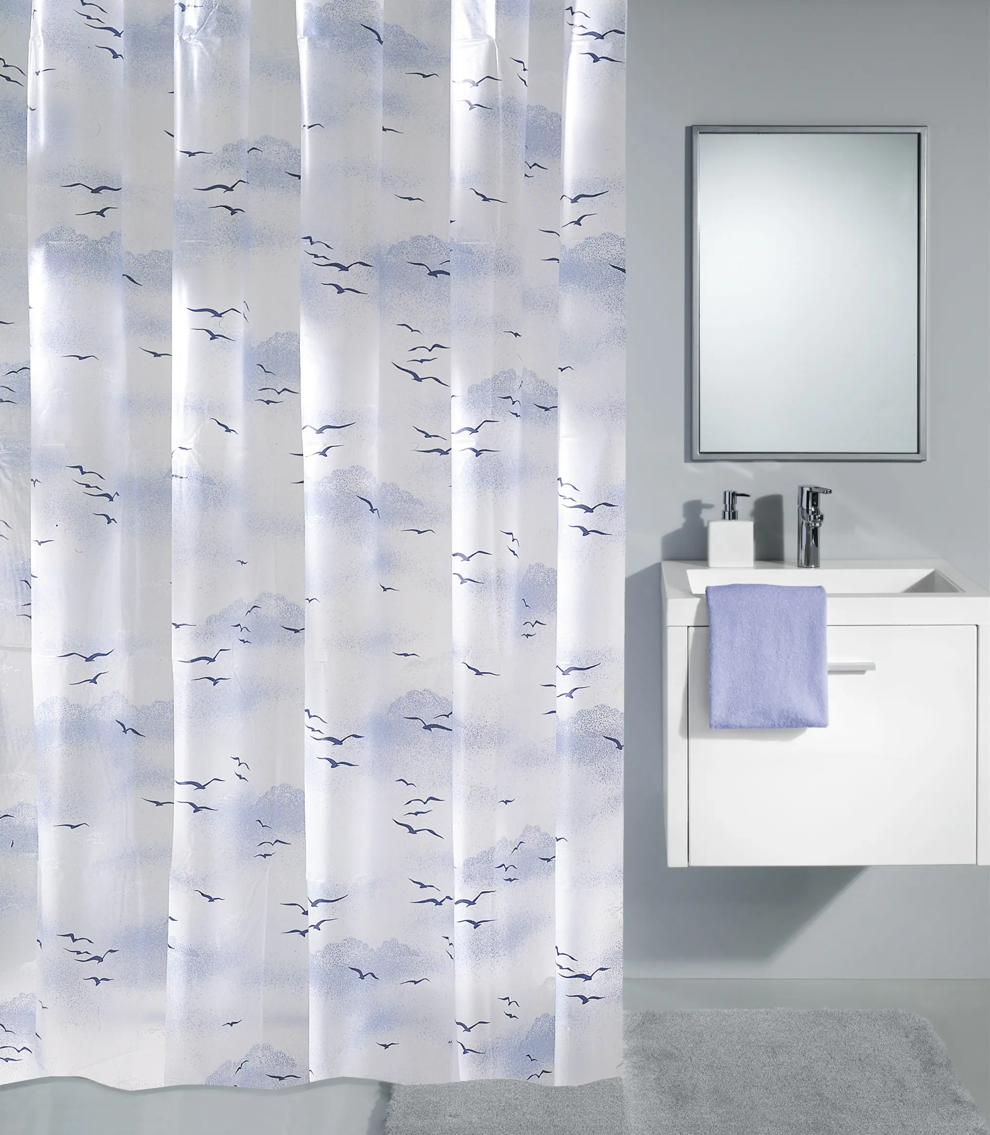 Kleine Wolke Duschvorhang Sky Polarblau 180 x 200cm