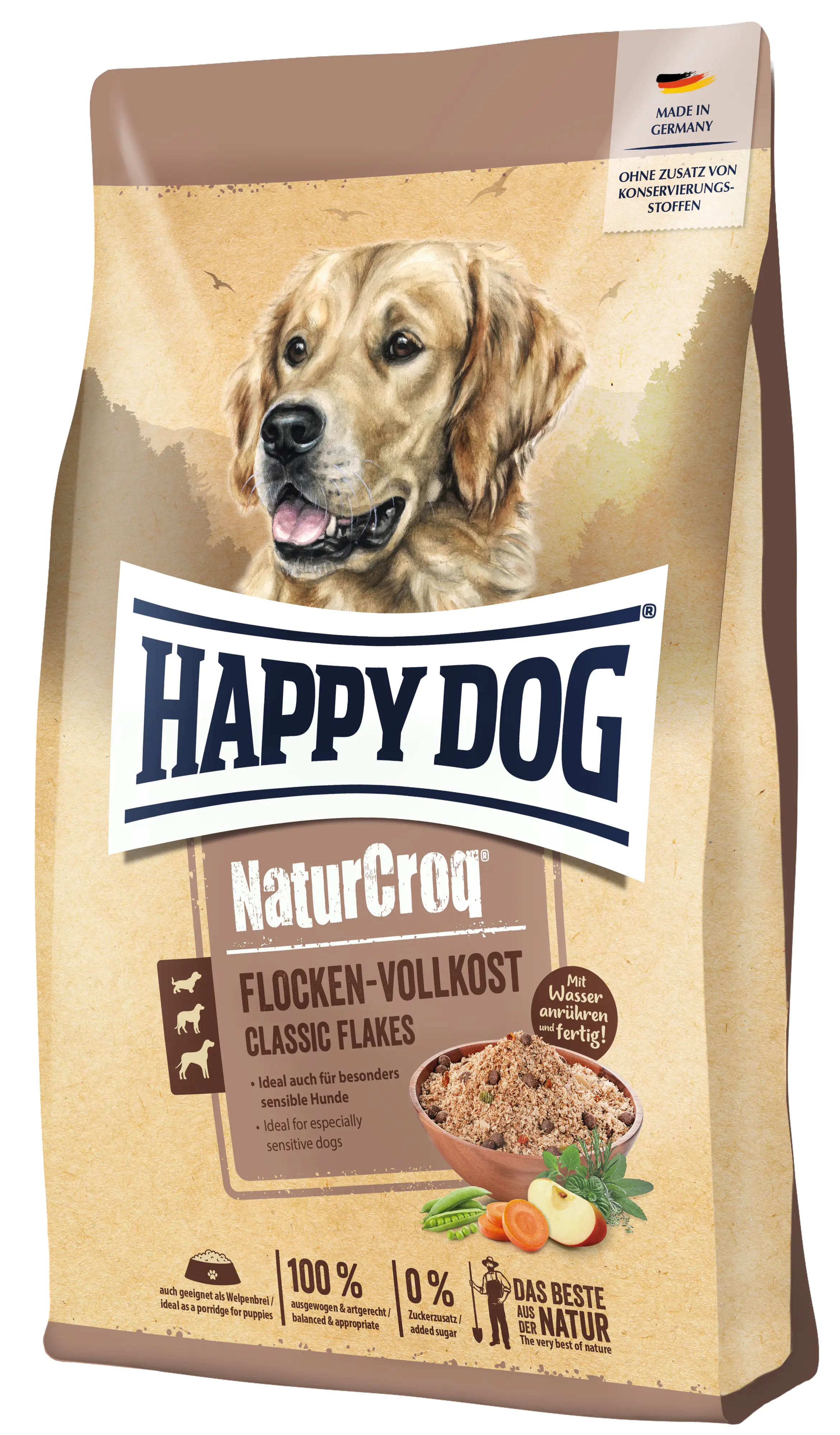 Happy Dog NaturCroq Hundetrockenfutter Adult 1,5 kg Flocken Vollkost