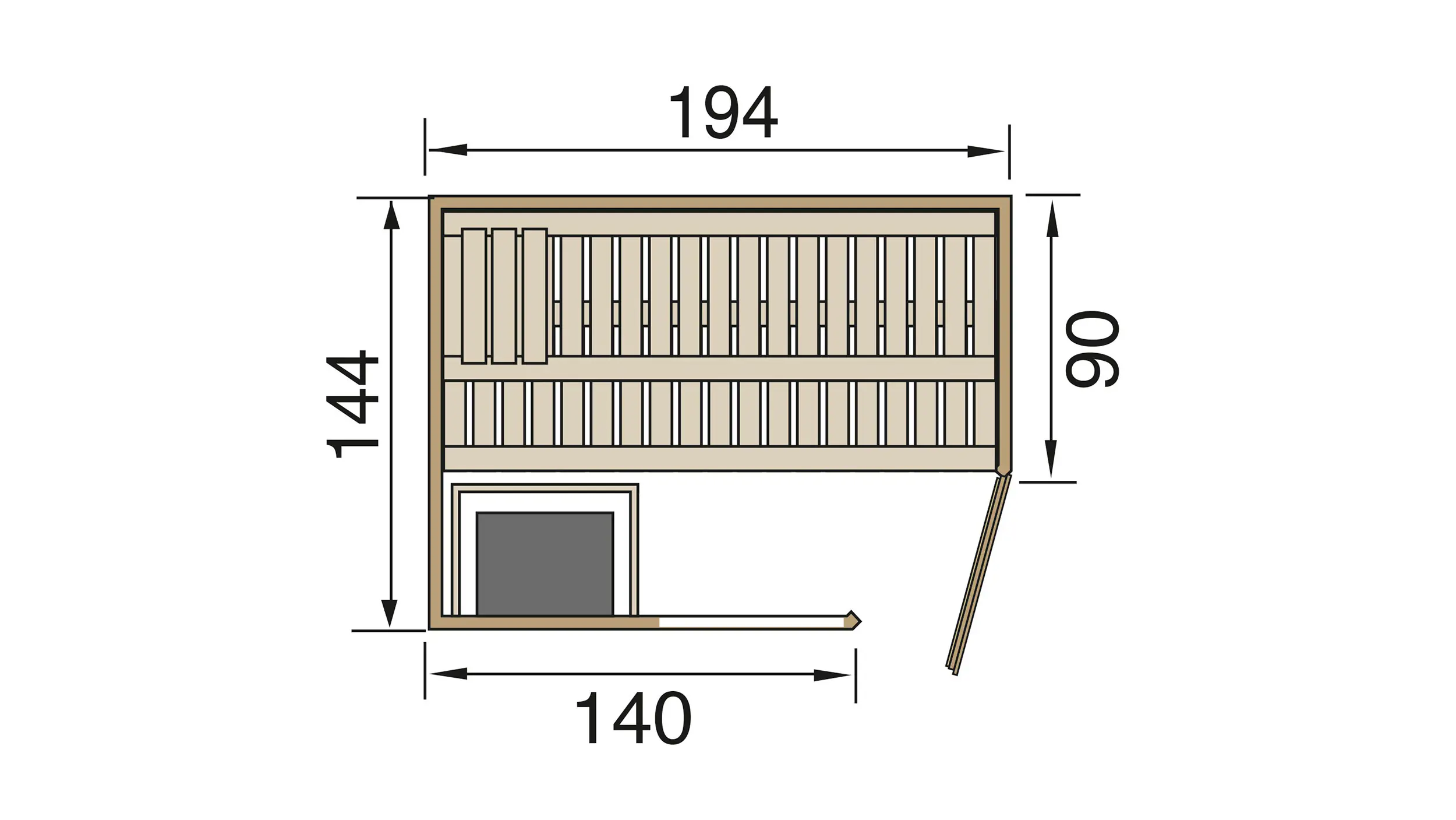 Weka Sauna Varberg 1 mit Glastür & Fenster 2,73 m² + 7,5 kW Ofen