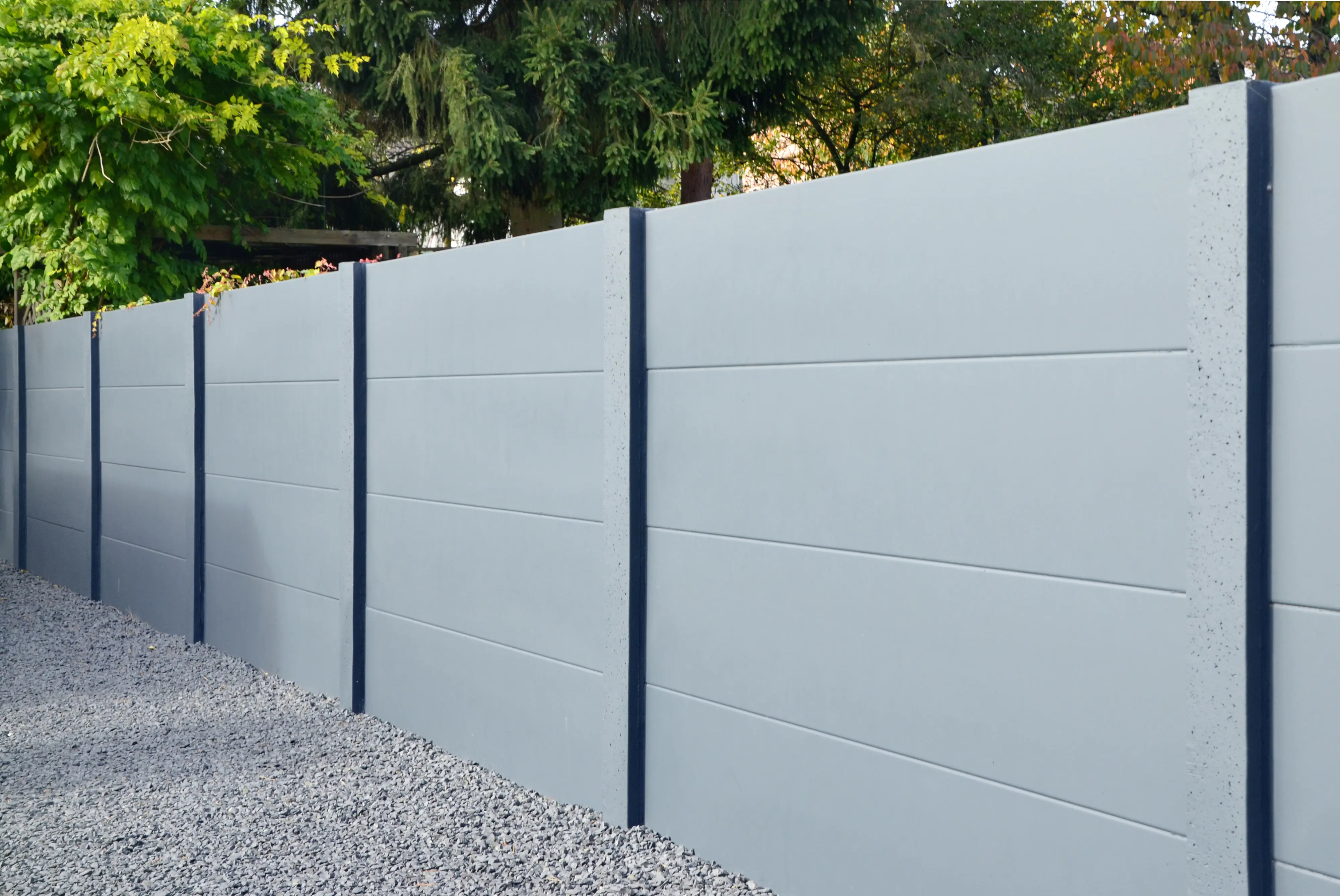 Betonzaun Erweiterungsset glatte Platte S-Motiv mit Zwischenpfosten 193 cm 