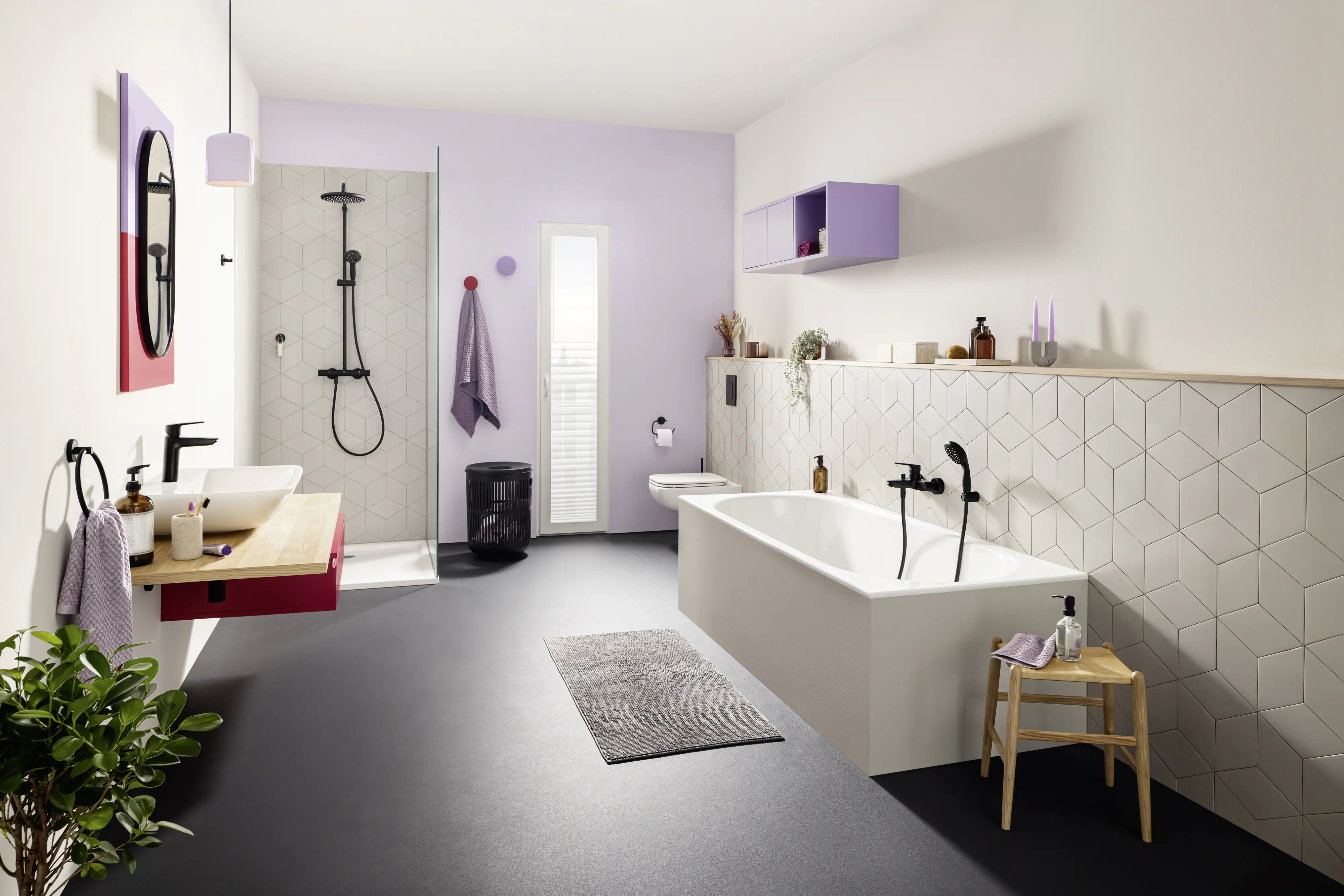 Grohe Duscharmatur mit Thermostat Precision Start schwarz matt
