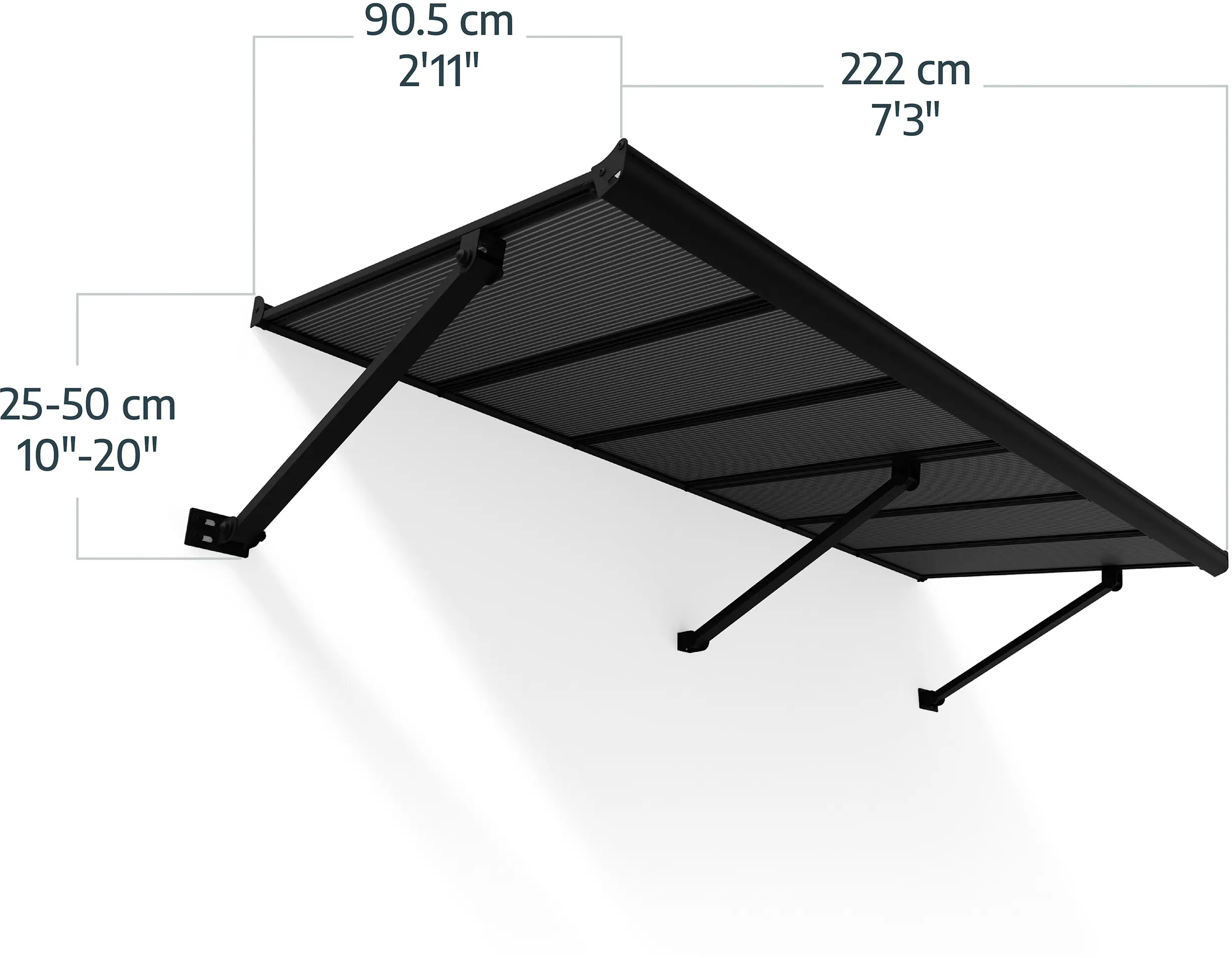 Canopia Vordach Augustine 222 x 90,5 cm grau 