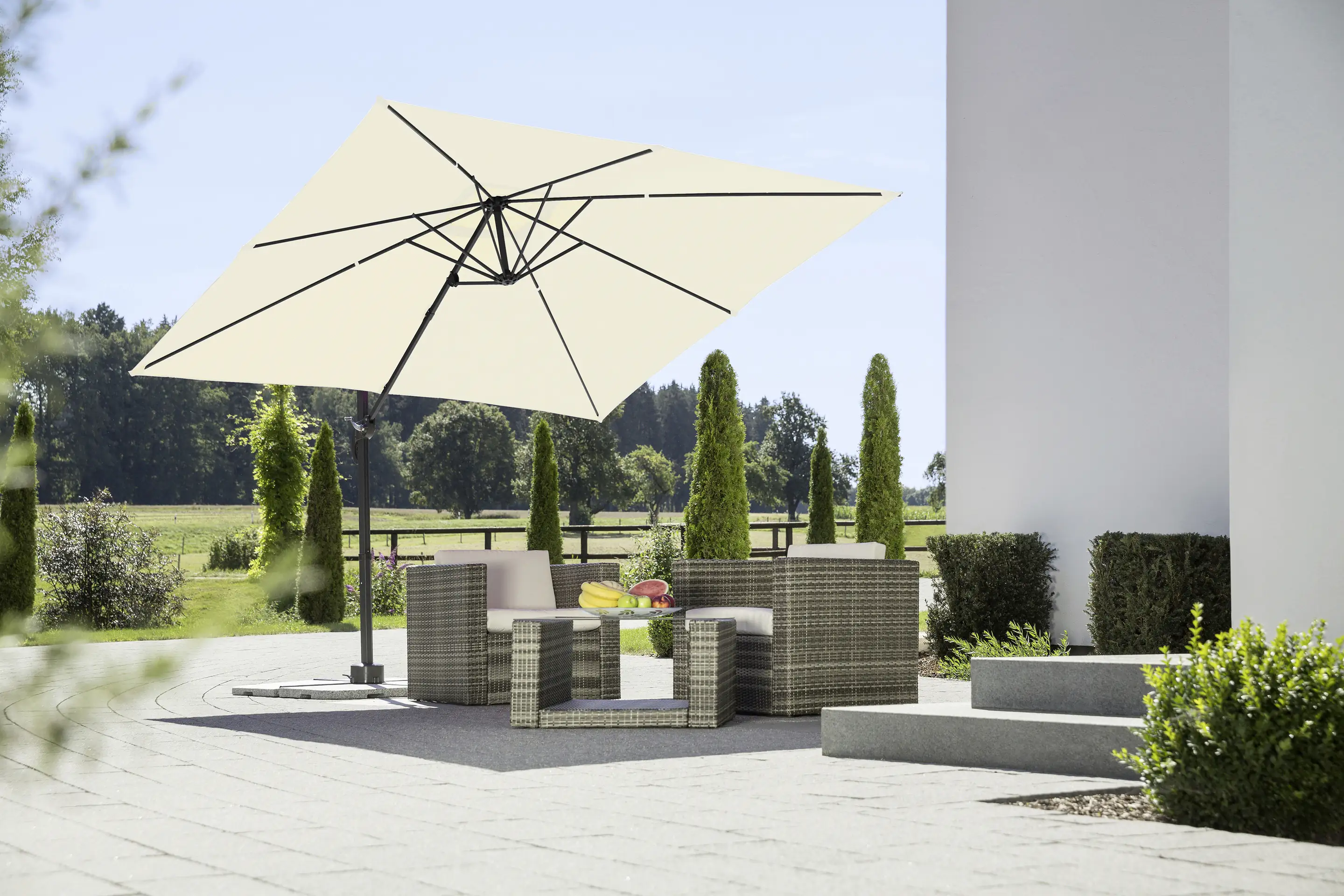 Schneider Ampelschirm Rhodos Junior natur 270 x 270 cm inkl. Sonnenschirmhülle
