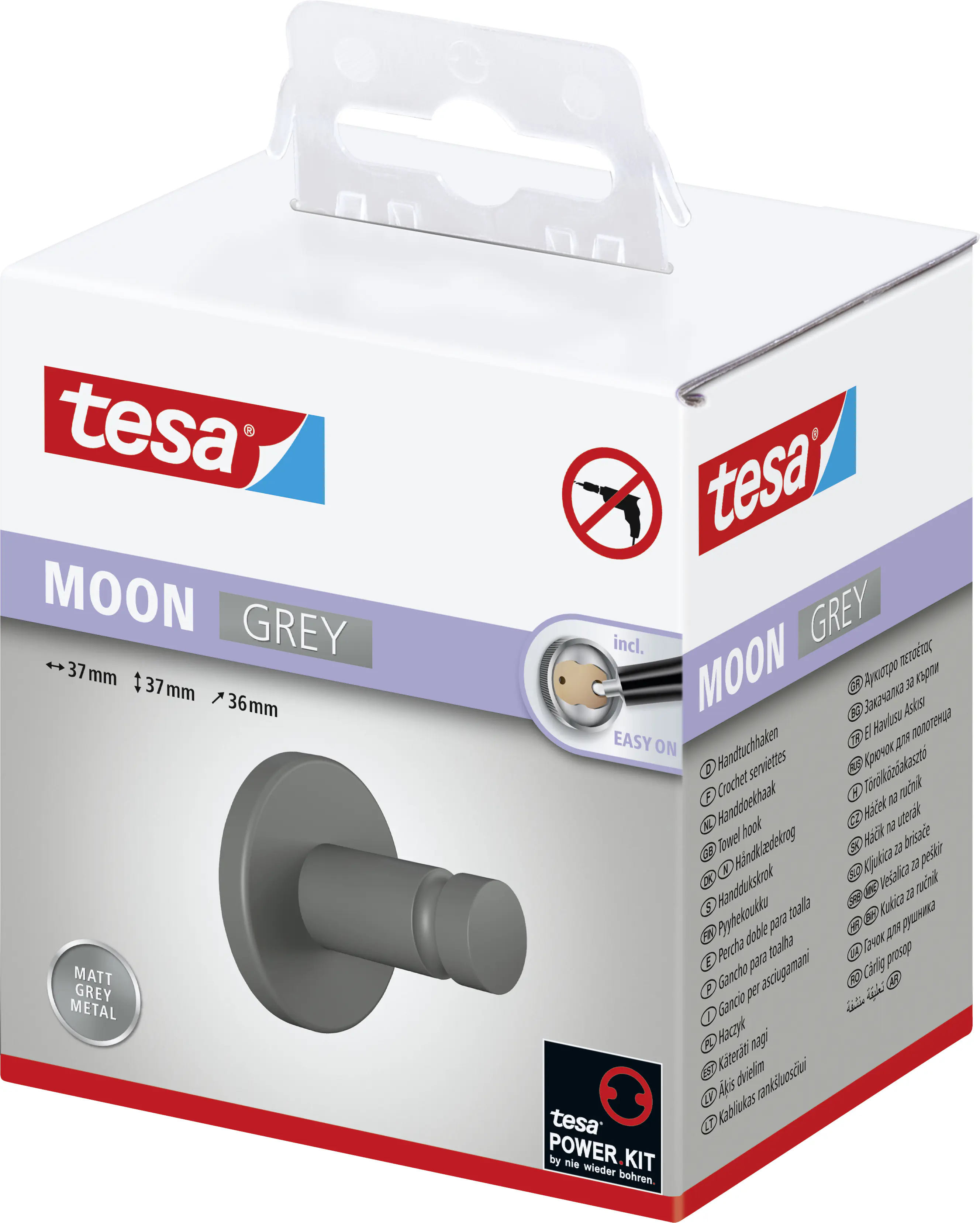 tesa Handtuchhaken Moon grau matt