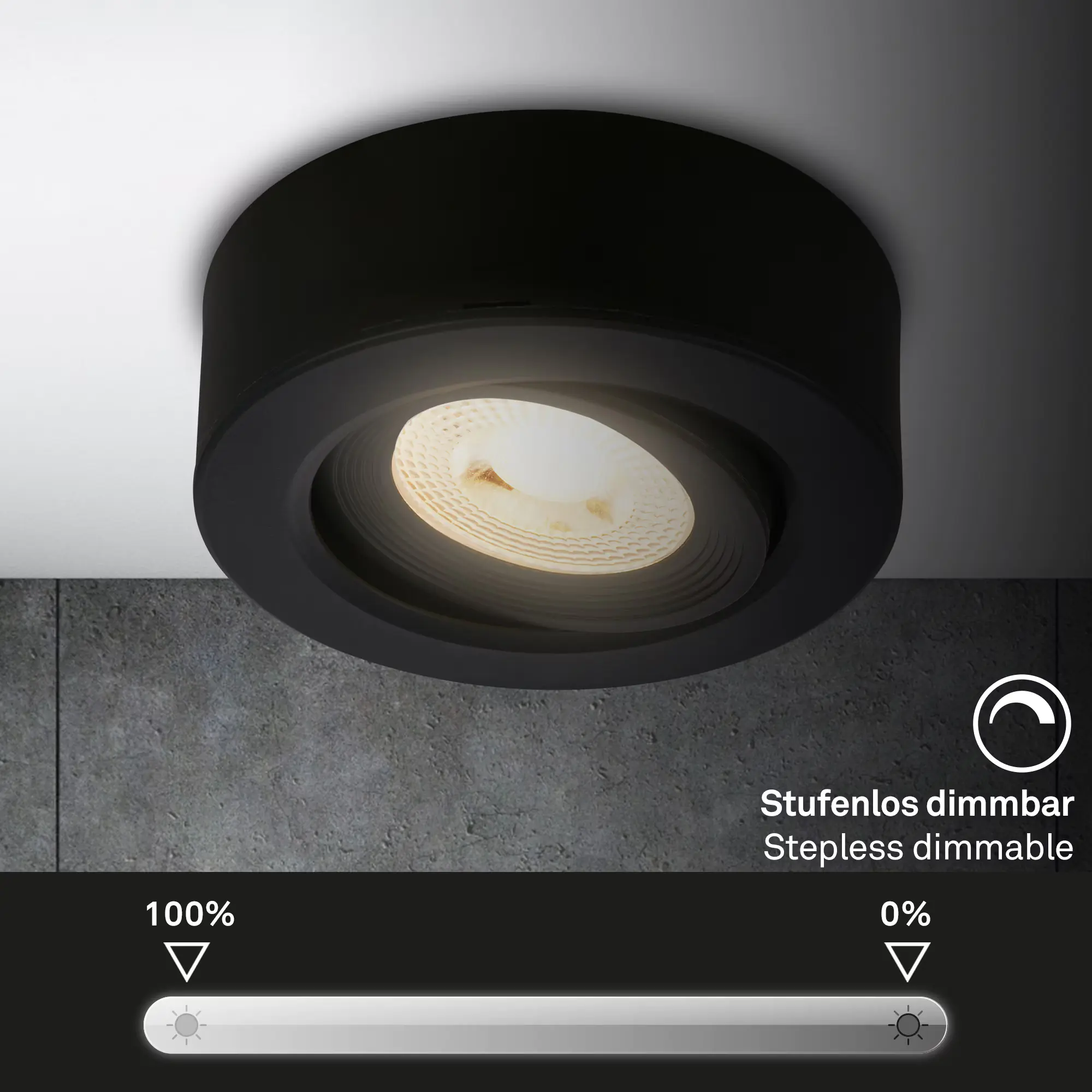 Briloner LED-Aufbau und Einbauleuchte 2in1 Mini Ein-& Aufbau 9W 500lm schwarz dimmbar