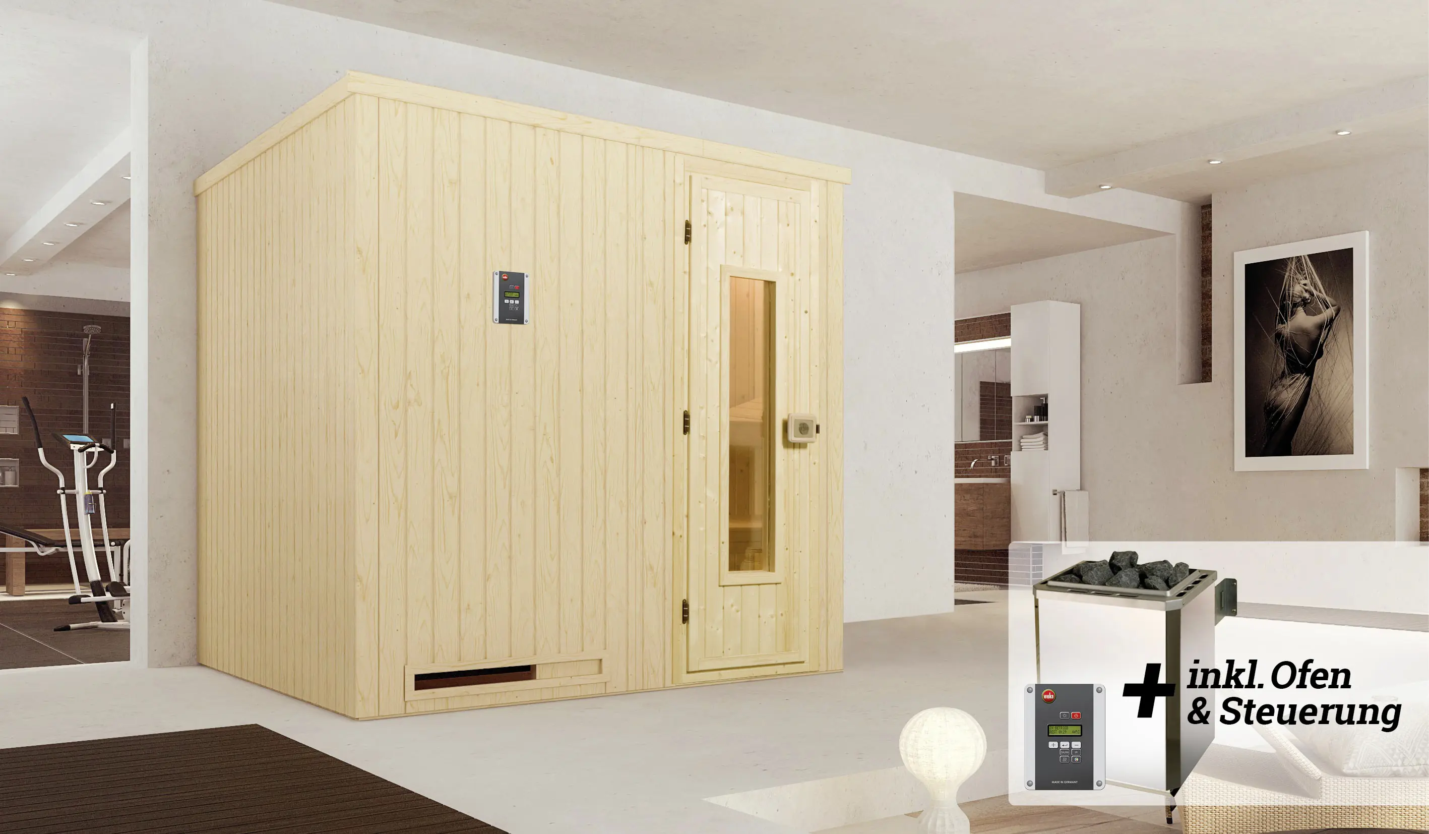 Weka Elementsauna Halmstad Gr. 2 Sparset 7,5 kw OS