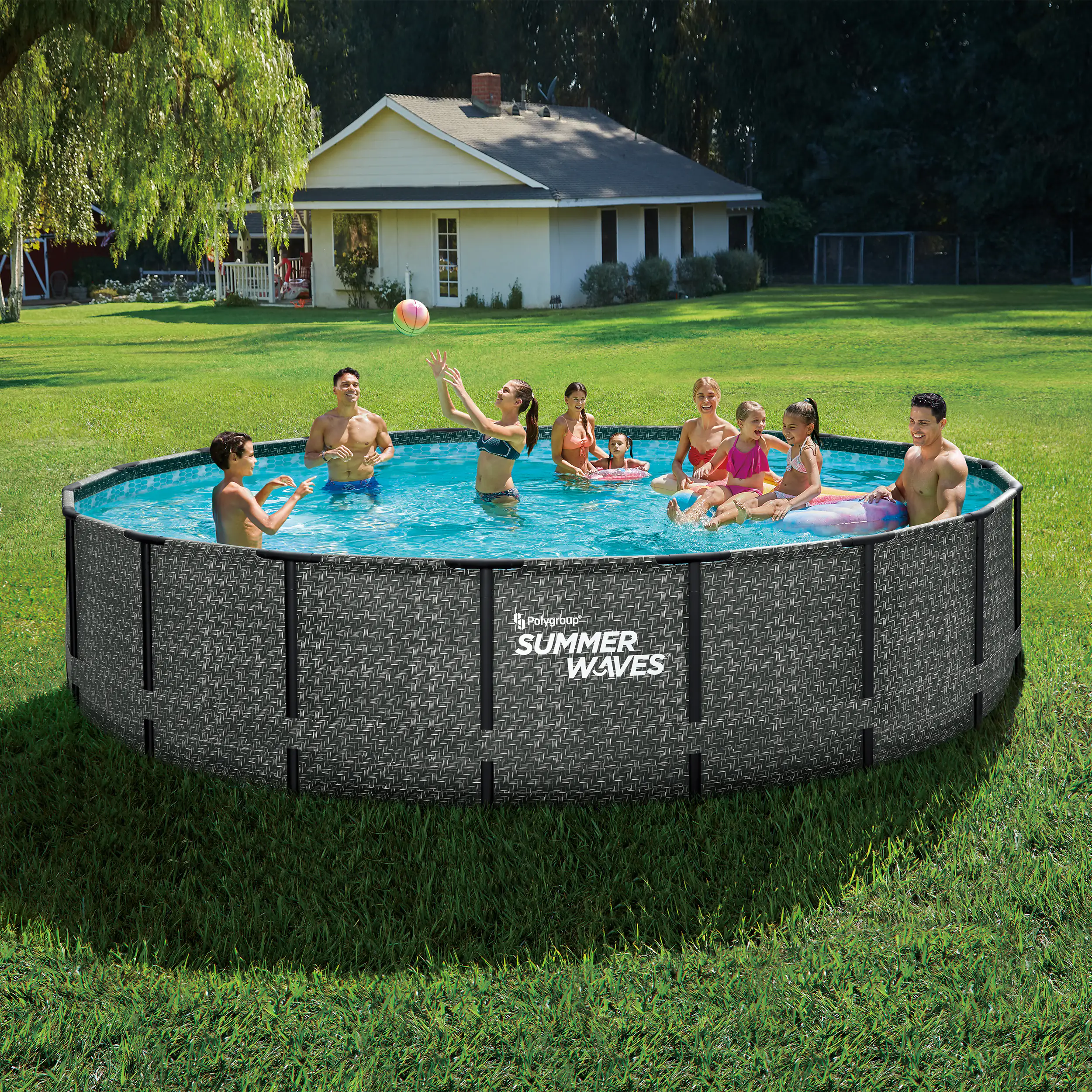 Summer Waves Pool Frame Dark Herringbone Print Elite 5,49 m x 1,22 m
