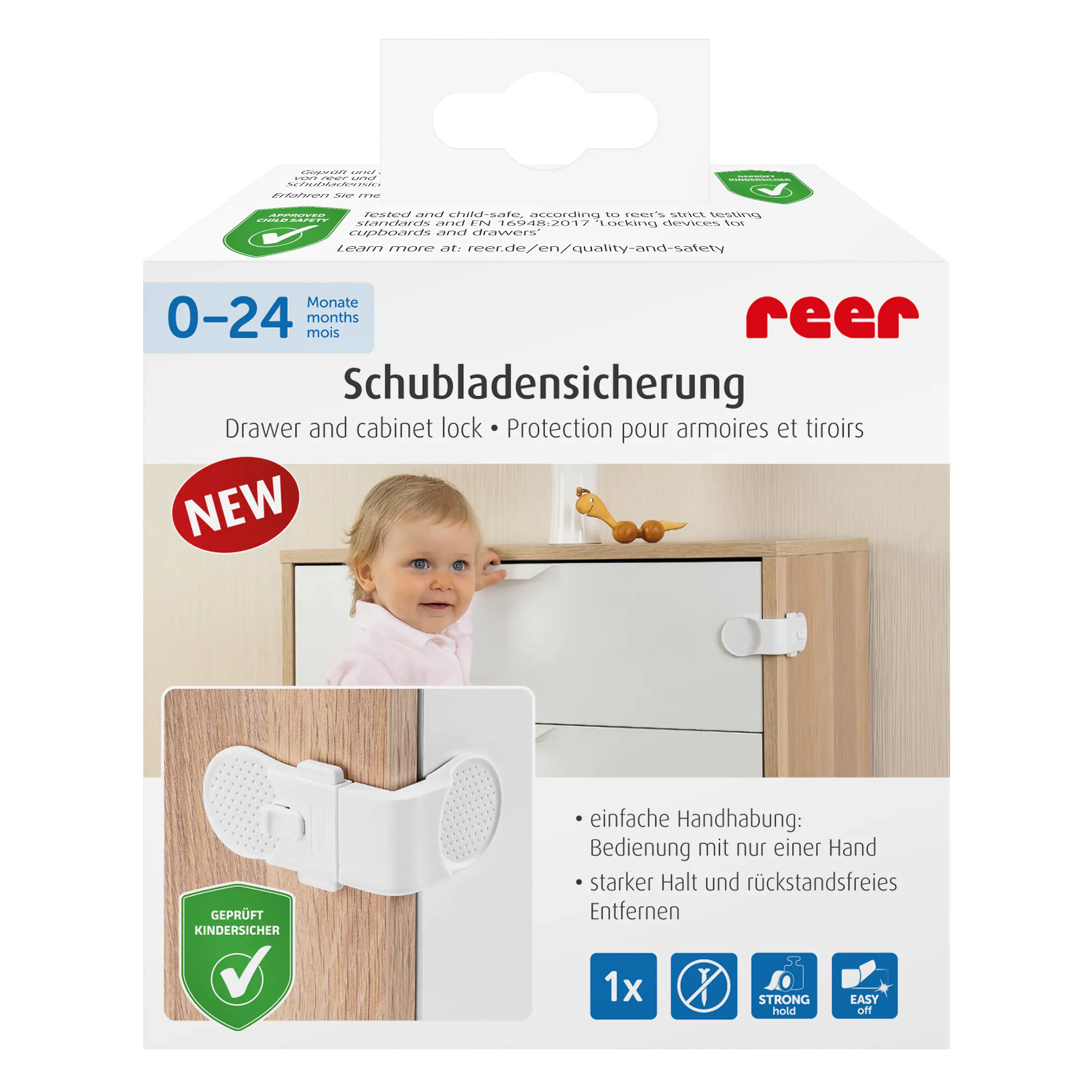 Reer Schrank- und Schubladensicherung extern weiß, 1 Stück